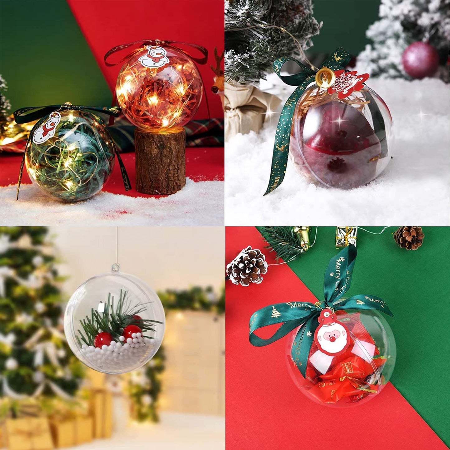 ZUOKEMY 10 Pcs 3.14 inch Filling Transparent Plastic Decorative Call DIY Craft Ball Transparent Ball Christmas, Birthday, Wedding, Party and Home Decoration Ornaments ((3.14"/80mm))