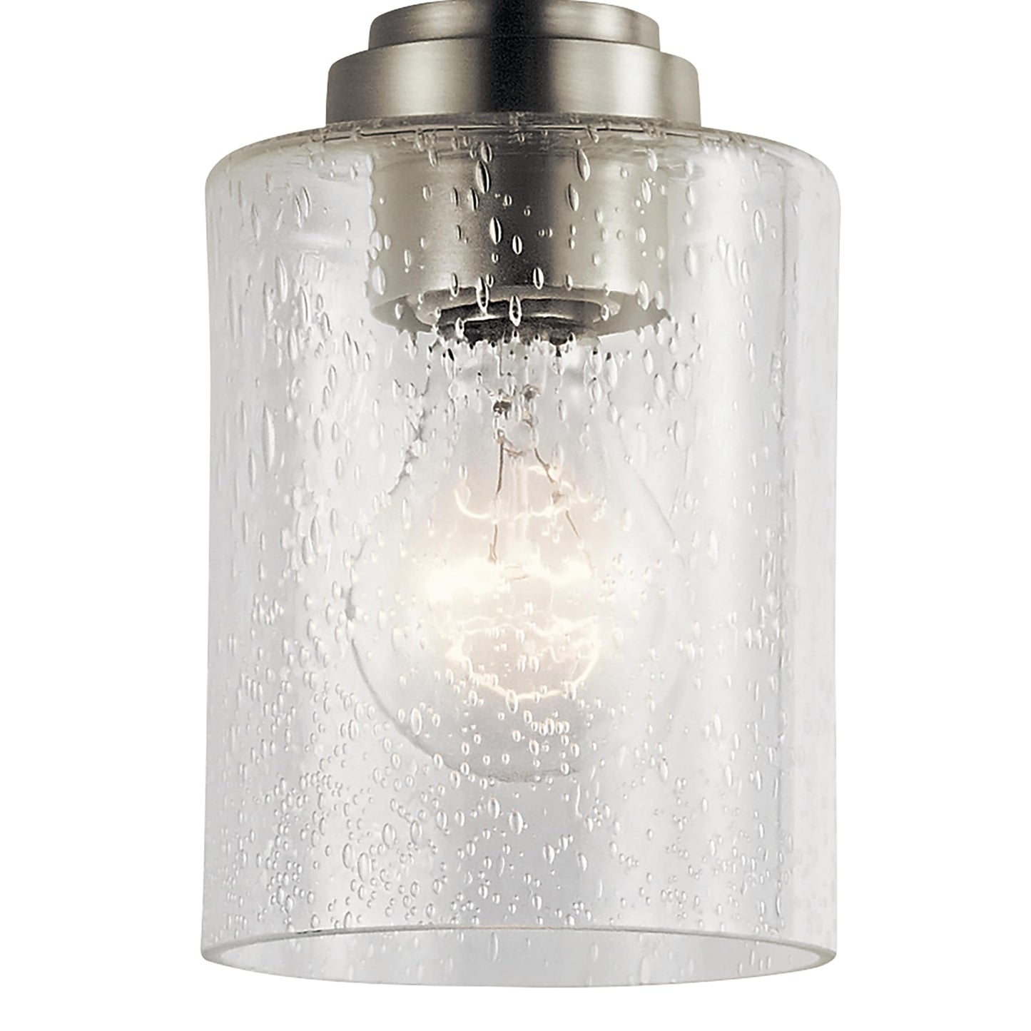 Kichler Winslow 7.5" Mini Kitchen Pendant with Clear Seeded Glass in Brushed Nickel, (7.5" H x 4.25" W), 44032NI