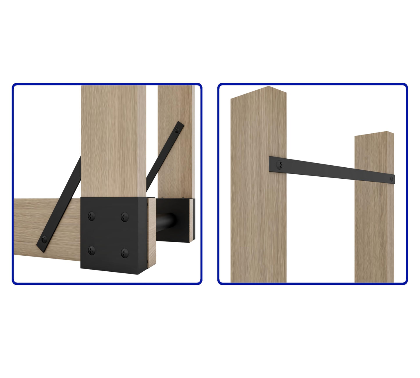 Fire Beauty Firewood Log Storage Rack 2-Pack Bracket Kit, Heavy Duty Adjustable Length,Triangular Stabilizer