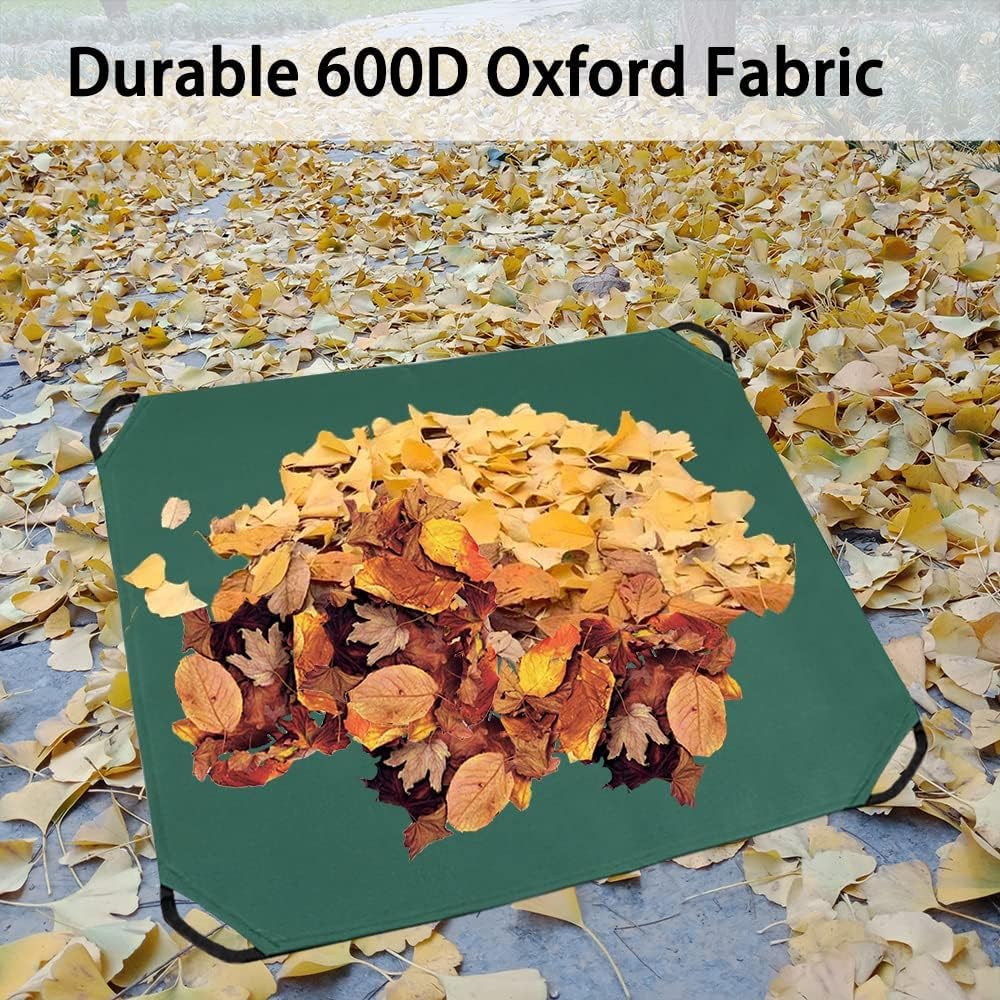 Leaf Tarp with 4 Handles Garden Waste Yard Tarps Extra Reinforced Corner Waterproof Reusable Durable Tarp Collector for Leaf Pickup,Landscape Pruning,Leaf Hauler,Tent Footprint (Green)