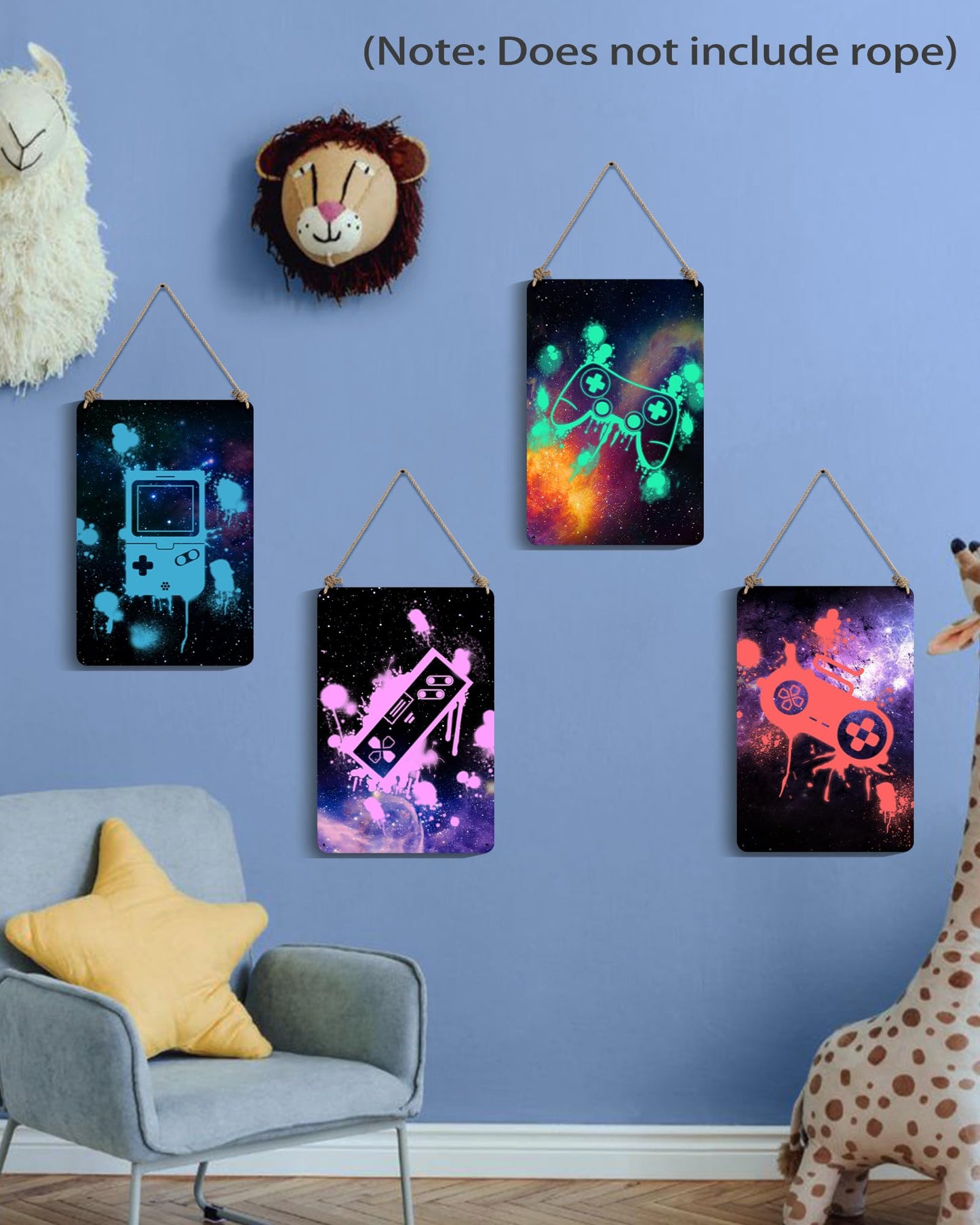 Drsoum Video Gamer Room Decor for Boys Gaming Wall Decor Neon Gaming Room Metal Sign 12 x 8 Inch Set of 4 - Gamer Wall Decor Teenage Boy Room Decor