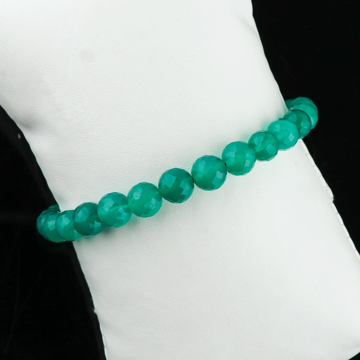 CRYSTALIS Natural Green Onyx Brilliant Round Beads Slider Bracelet, High Grade Beaded Crystals, Chakra Healing Gemstone, Gift Giving Women Jewelry, 925 Sterling Silver Slider 10 inch