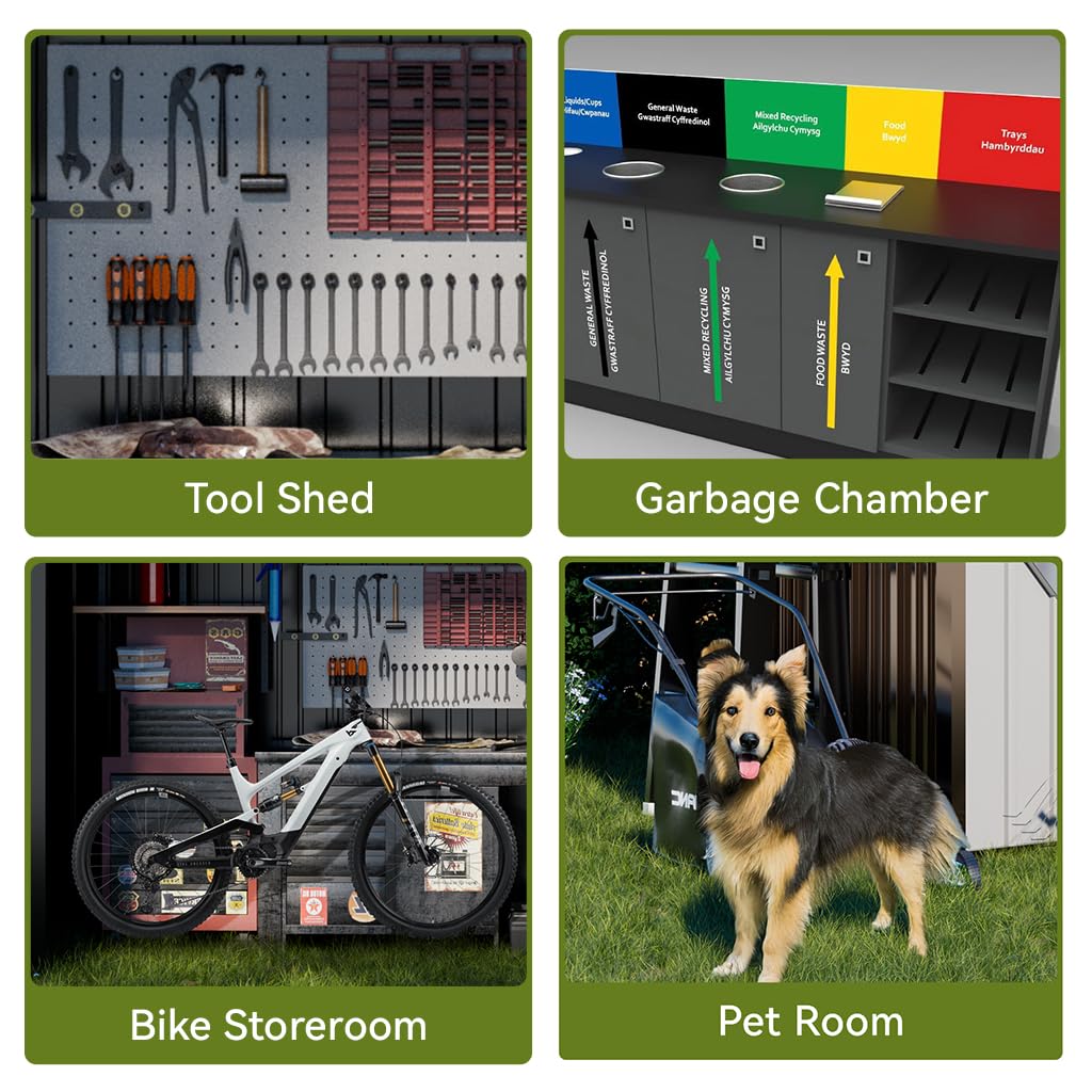 COMHOMA Shed Outdoor Storage Shed Metal,Lockable Doors Tool Sheds with Sloping Roof,Steel Garden Shed with Air Vent for Backyard,Patio,Lawn,Poolside(Brown,5'*3')