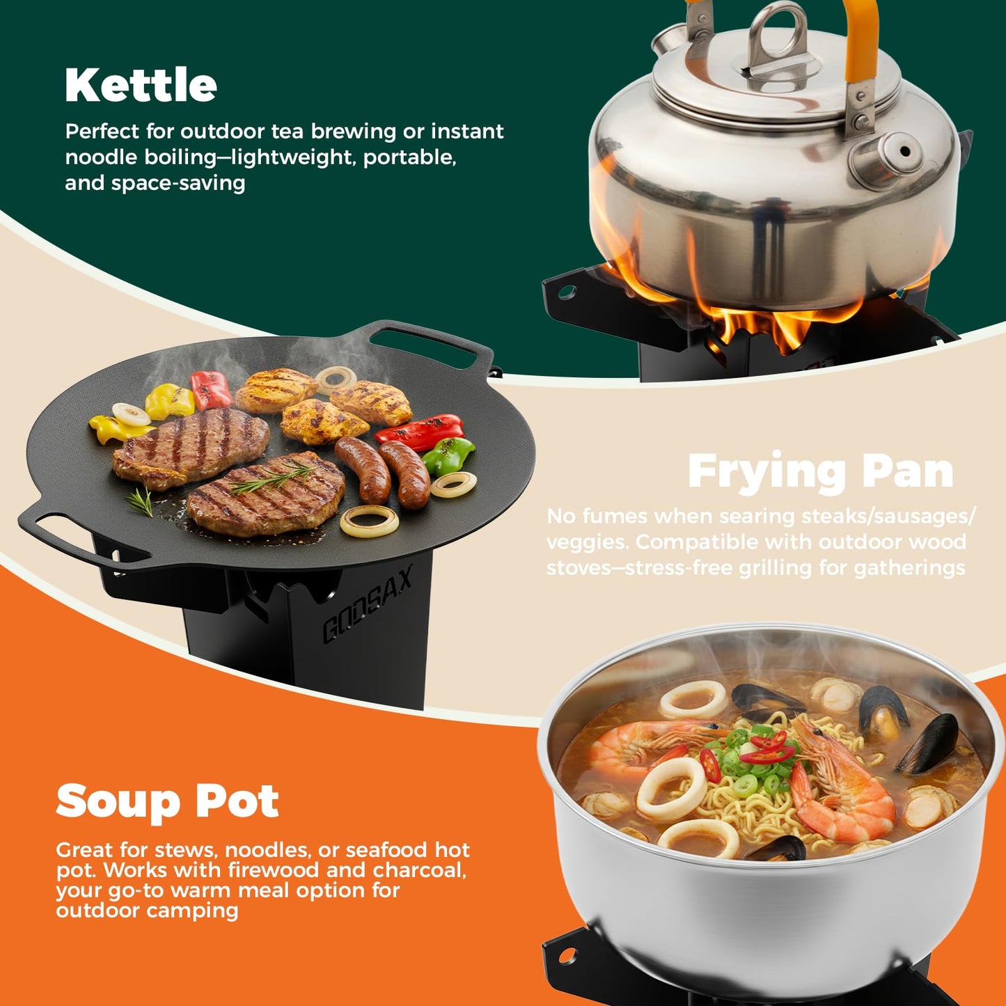 Rocket Stove for Cooking Portable Wood Burning Wood Fire Camping Backyard Cooking Outdoor Events BBQ Comes with Storage Bag