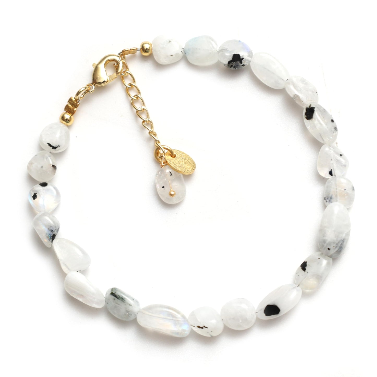 Gempires Moonstone Tourmaline Beaded Bracelets Oval Crystal Gemstone Jewelry Hypoallergenic 8 Inch Gold Plated Dainty Women Fashion Jewelry