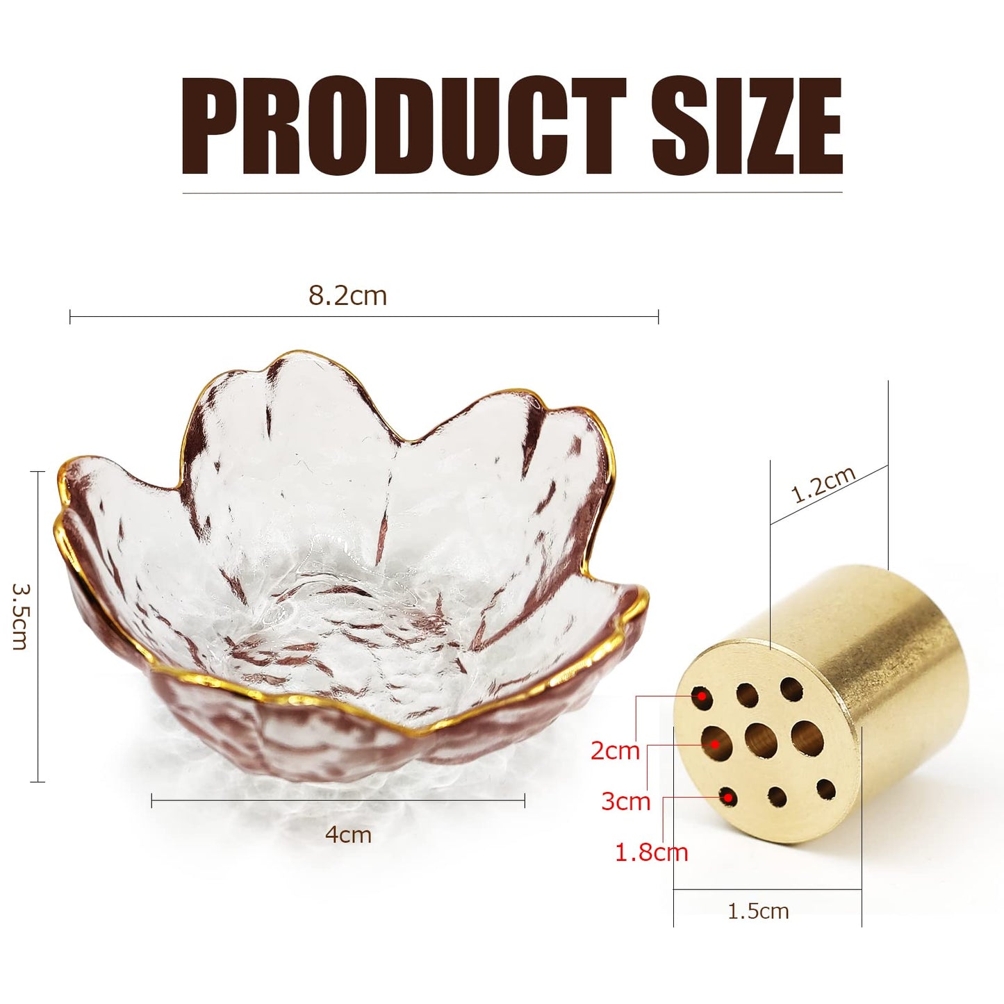 ziyue Incense Holder for Sticks and Backflow Incense, Handmade Glass Cherry Blossom Incenses Stick Holder with 9 Incenses Holes Incenses Burner Ash Catcher Ideal for Incense Burning, Home & SPA Decor