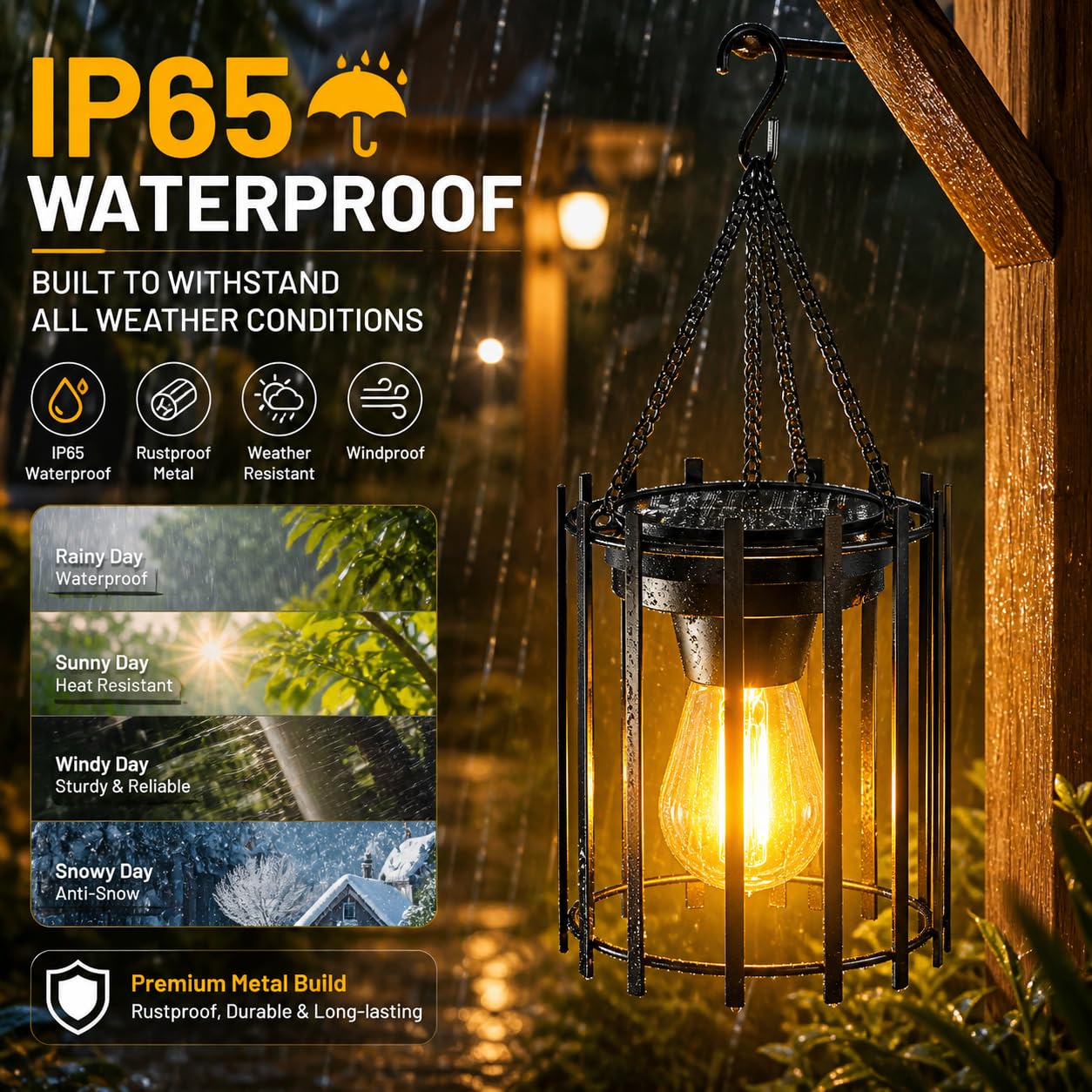 KOOPER Solar Lanterns Outdoor Waterproof, Upgraded Bright Hanging Solar Lights Outdoor Lanterns Decorative, Auto ON/Off Metal Hanging Lantern Lights for Proch Yard Patio Garden Decor 2 Pack