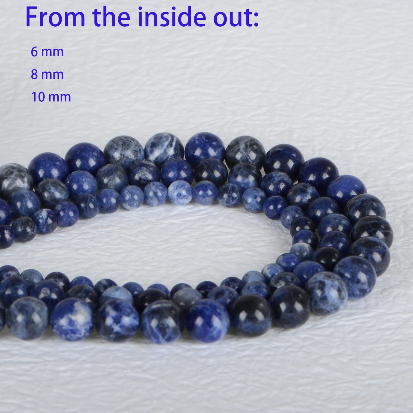 ICAI Beads 10mm Natural Sodalite Stone Round Loose Stone Beads for Jewelry Making DIY Crafts Design 1 Strand 15" APPR.34-36pcs
