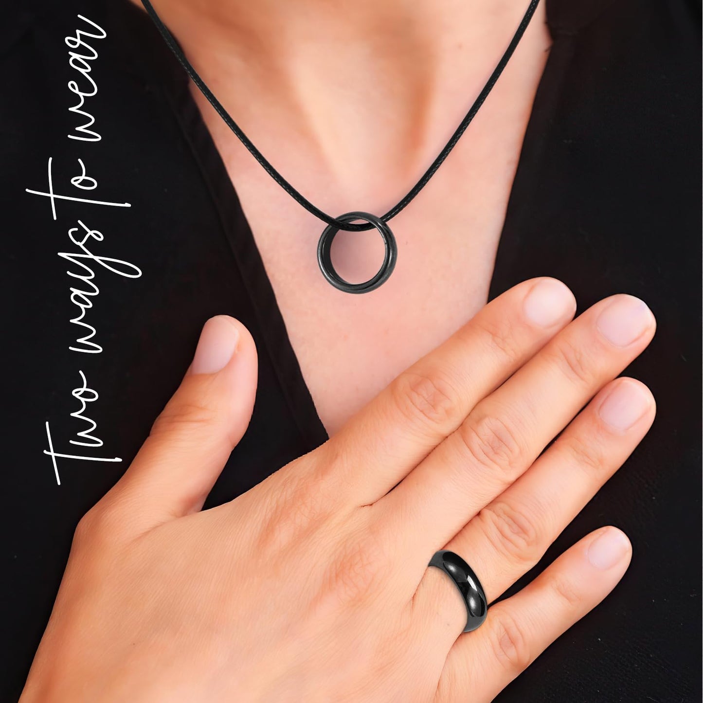 BTEYIVTA Magnetic Hematite Rings for Women & Men | Anxiety Balance Stone, Absorbs Negative Energy, Healing Jewelry | 6mm Wide, 2.4mm Thick, 2 Pack
