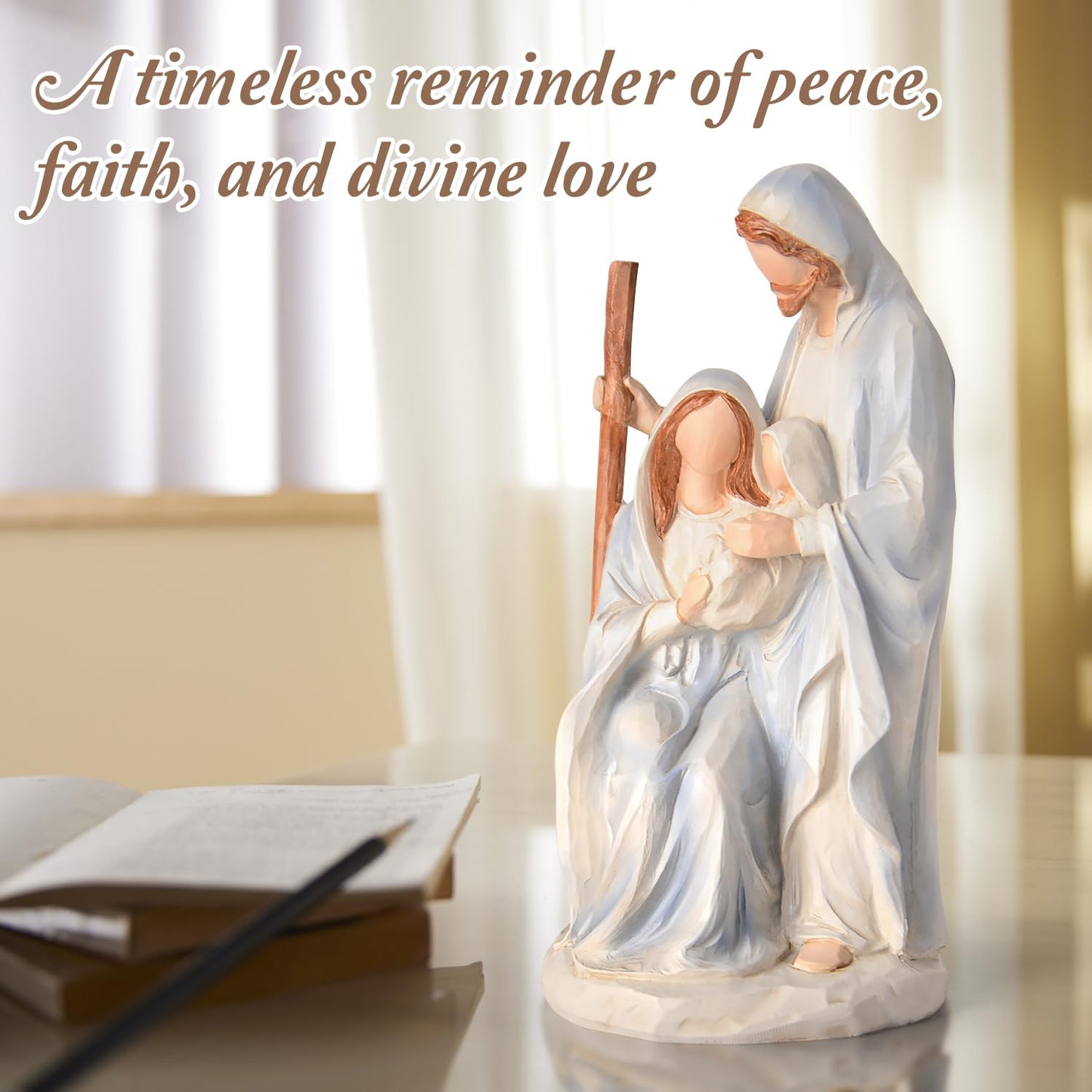 Nativity Set Holy Family Statue - 10 inch Handcrafted Christmas Nativity Figurine, Indoor Resin Nativity Ornaments Sets, Religious Gifts for Daughter, Wife, Family, Christian Home Holiday Decoration