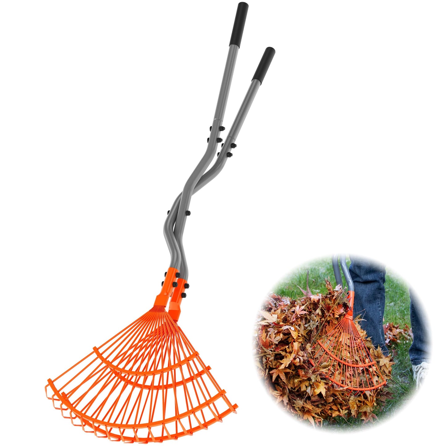 Walensee Rake for Leaves, Heavy Duty Leaf Picker Upper & Leaves Scooper, Leaf Grabber with Long Steel Handle, Multi-Use Garden Claw and Hands Rake for Lawn & Yard Shrub Cleanup