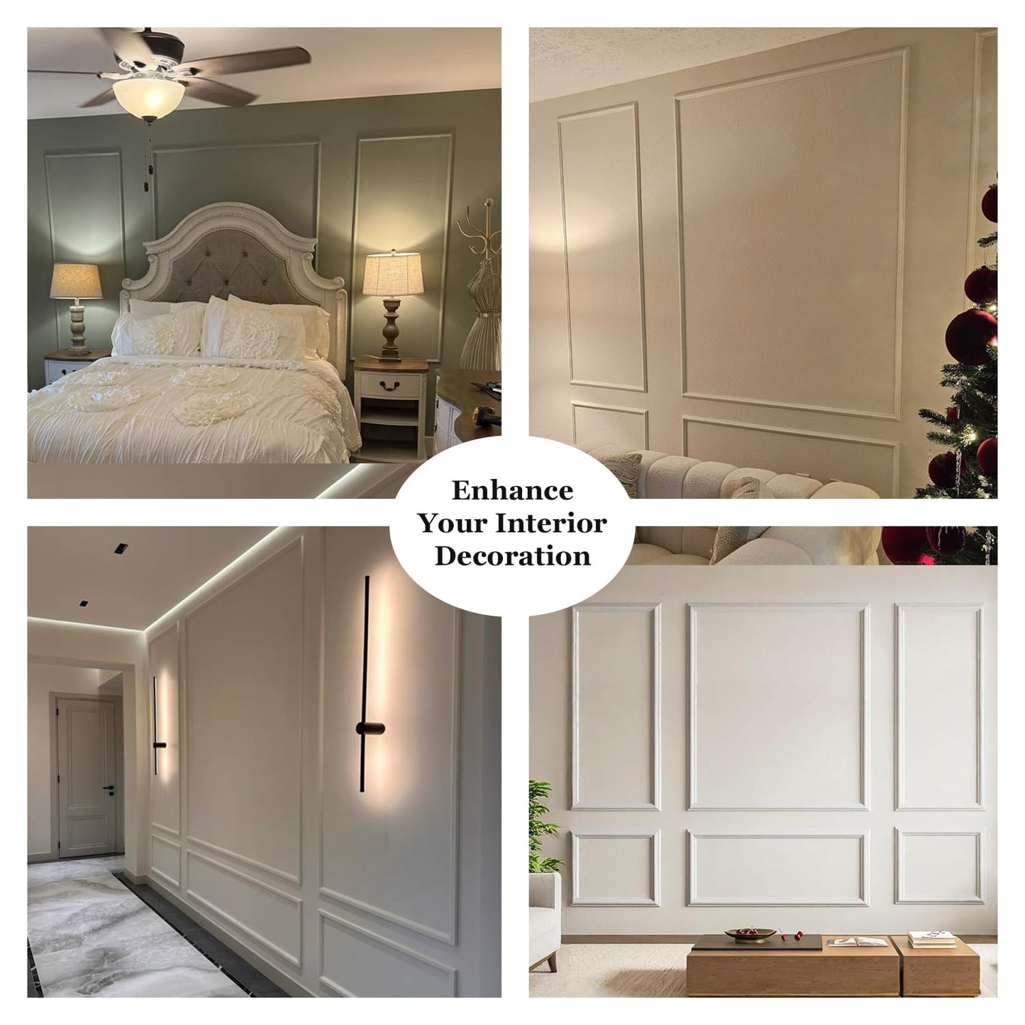3 Set Peel and Stick Wall Molding Kit,Premade Self Adhesive Wainscoting Panels,Ready to Assemble Accent Molding Trim for Interior Wall Moulding Decor (24x60in)