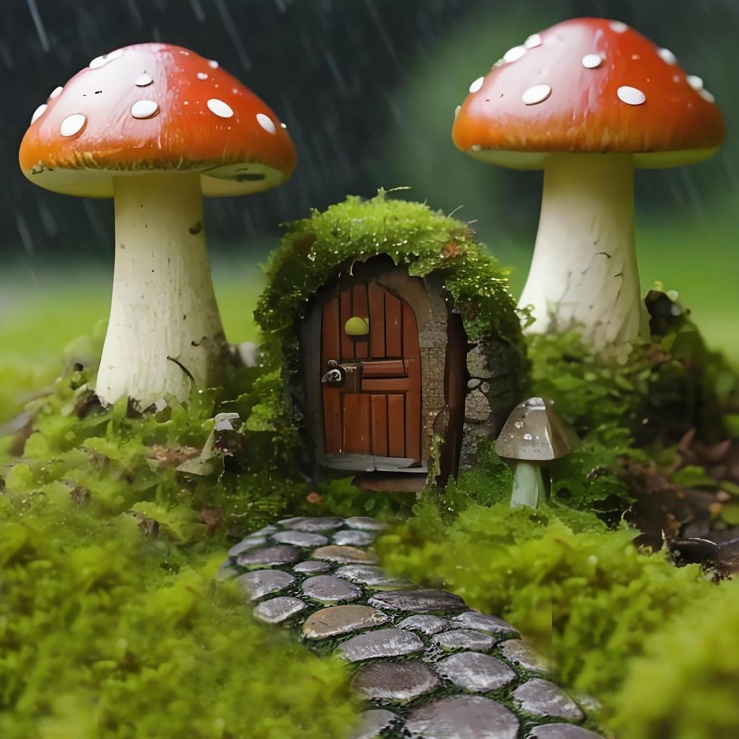 MUAMAX Fairy Garden Pathway, Miniature Stone Road, Green, Resin, Outdoor Statue, Home Decor, Fairy