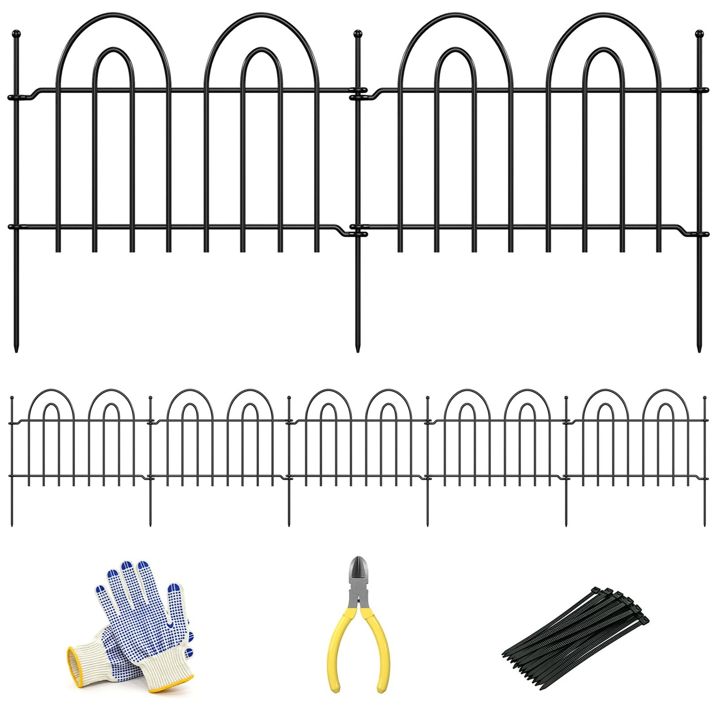 45ft x 13in Garden Fence Animal Barrier, 32 Panels Decorative Garden Fence Border, No Dig Garden Fence Panels, 1.8in Gap Rustproof Metal Stakes, Ground Defense Border Fence for Outdoor, Yard, Patio