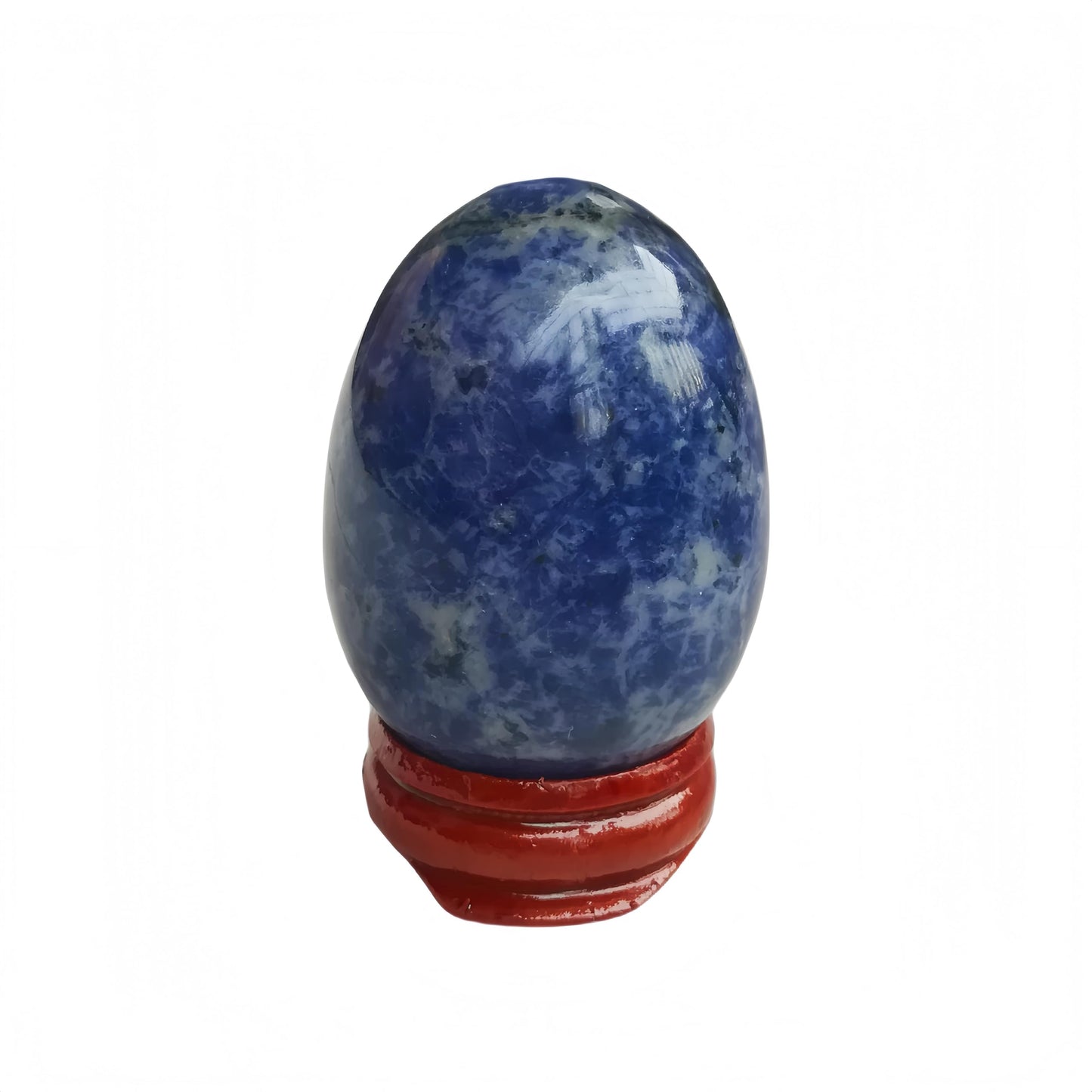 Sunshcat Natural Sodalite Egg Shaped Meditation Chakra and Home Decor Balance Crystals and Healing Stones Statue Set,35 * 50mm Easter and Thanksgiving Gift,with Wooden Bracket