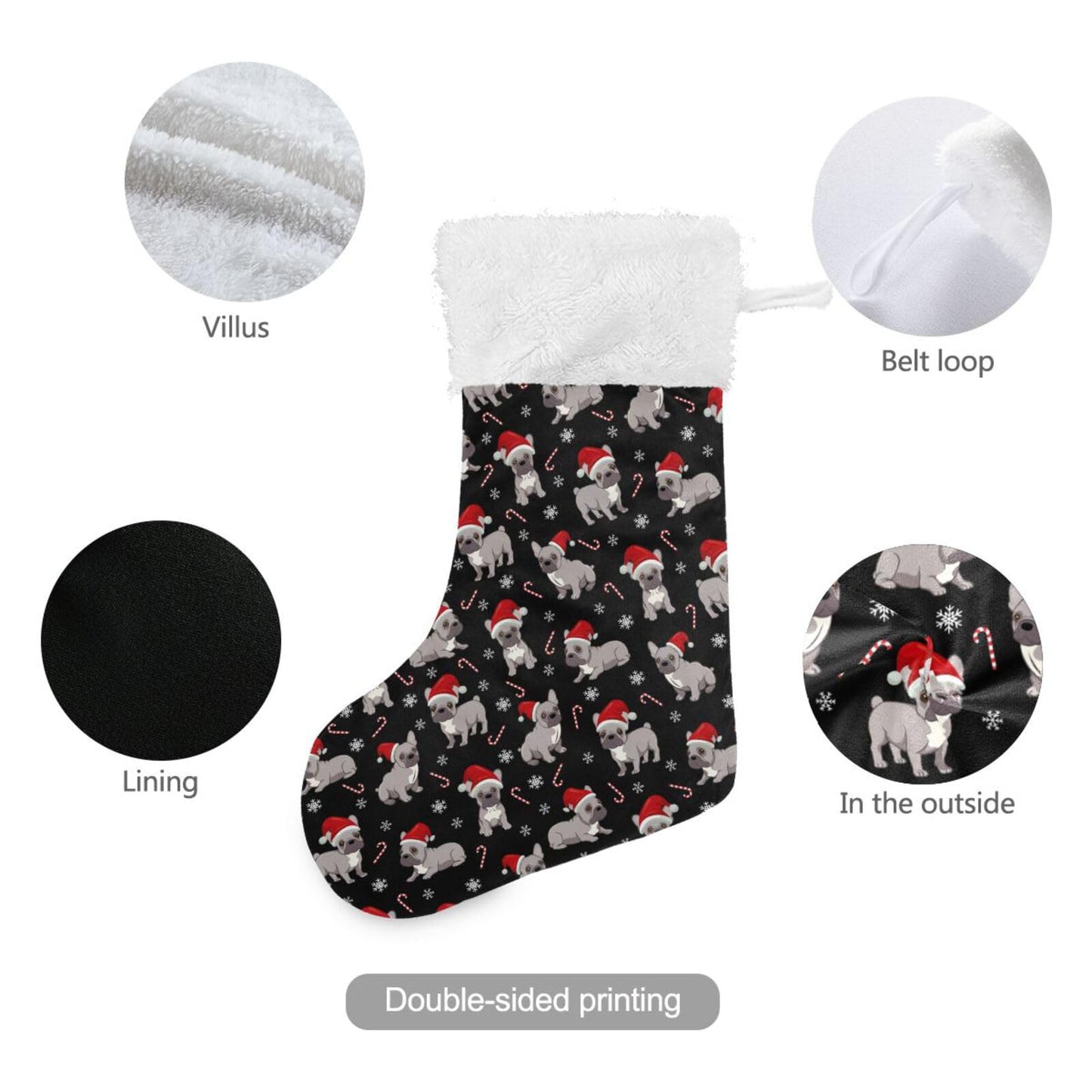 JUDIAN Christmas Stocking 18 inch with White Cuff, Classic Hanging Stockings Xmas Stockings Ornament Gifts for Fireplace Mantel, Holiday Decorations for Family, Party, Gift Giving (1 Pcs)