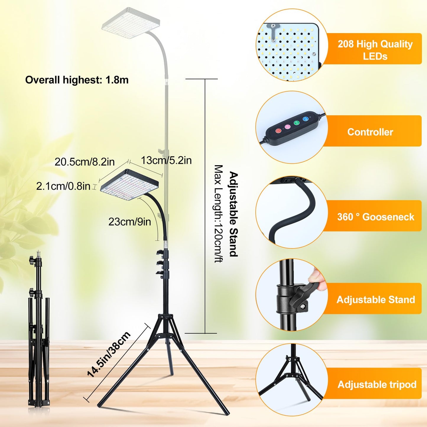 GroCruiser 2026 Grow Light on Stand for Indoor Tall Plants, Bonsai Tree, Bright Natural Sunlight Full Spectrum, 4/8/12/16/20H Timer, 25 Watt Power Draw, NO Need Adapter, 24"-64" Height Adjustable