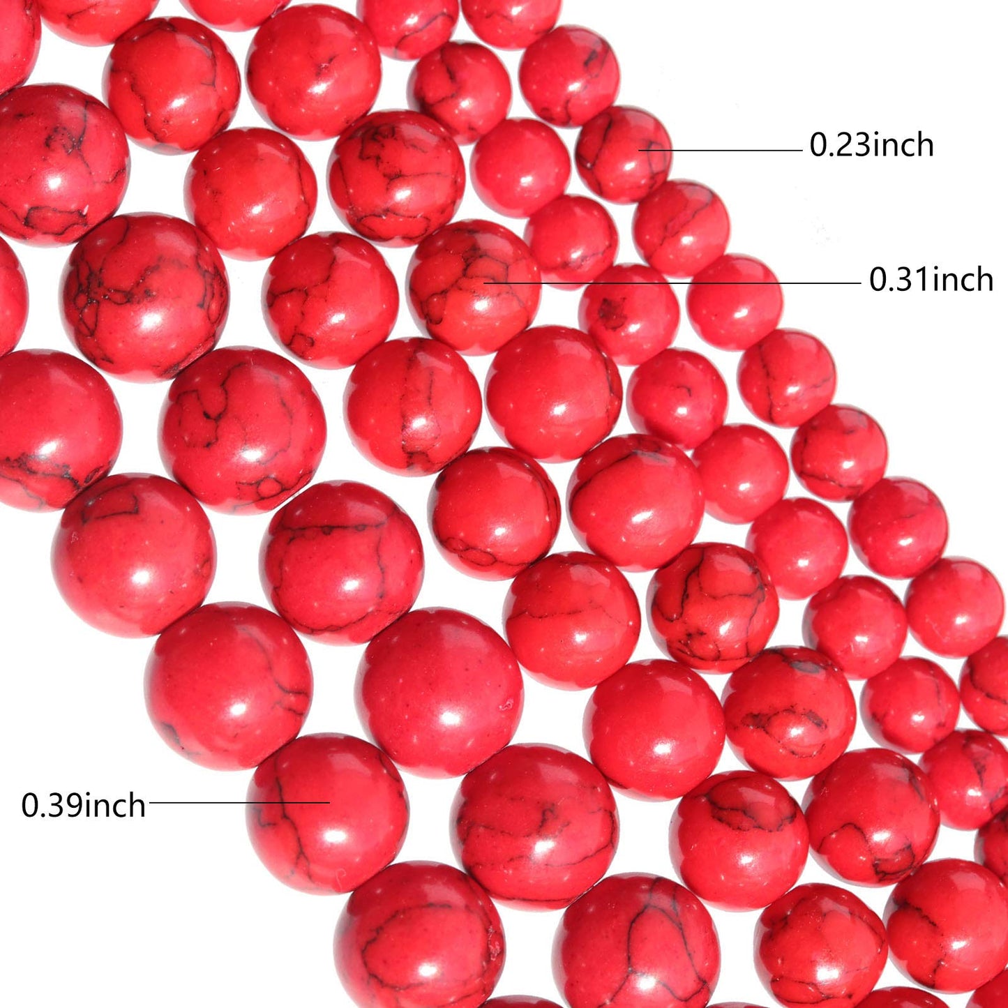 Filluck Natural Stone Beads 8mm Red Turquoise Polished Round Smooth Gemstone Beads for Jewelry Making 15 Inch(Red Turquoise,8mm)
