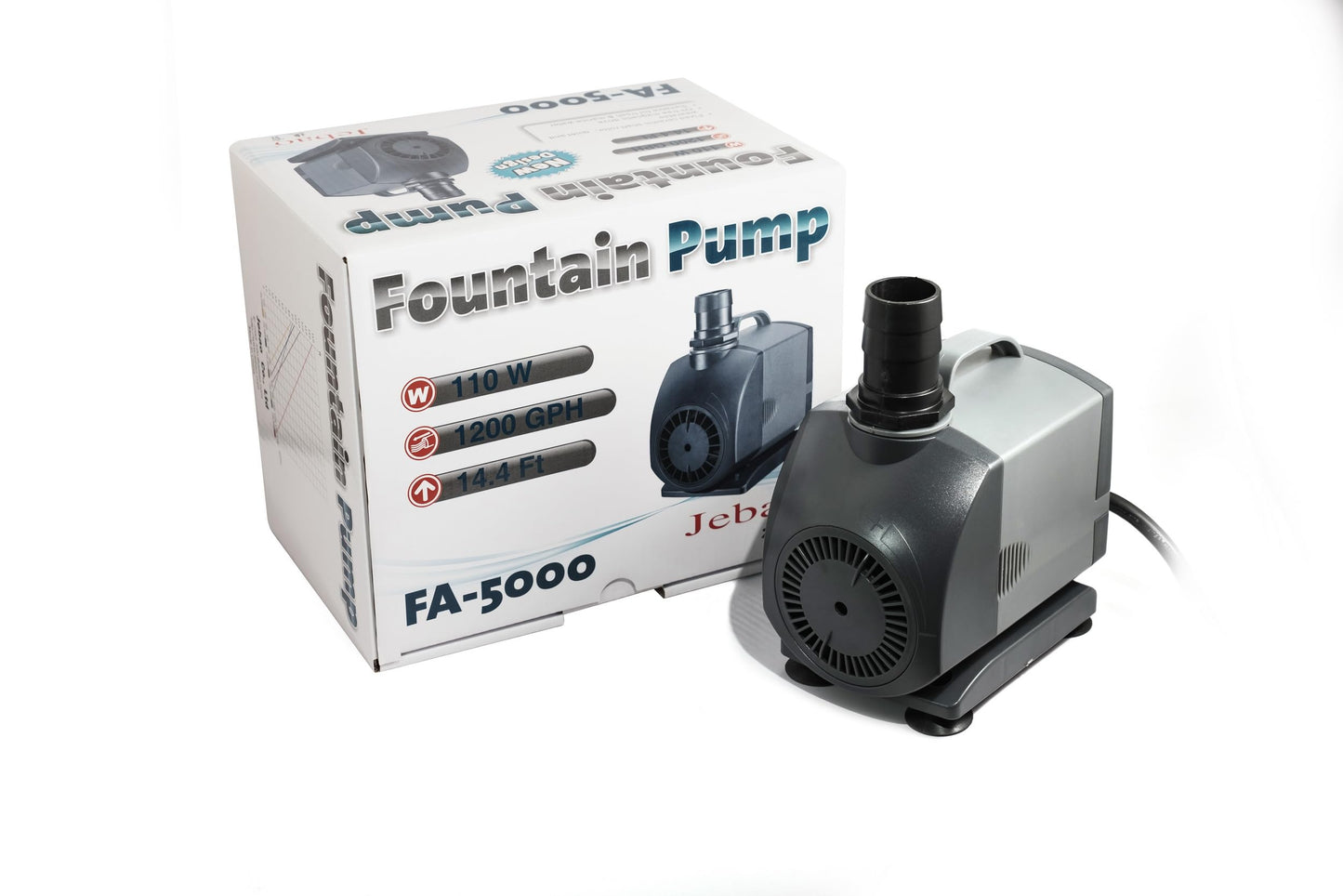 Jebao FA-5000 1200GPH Submersible Fountain Pump for Hydroponics, Aquaponics, Waterfall, Fish Pond