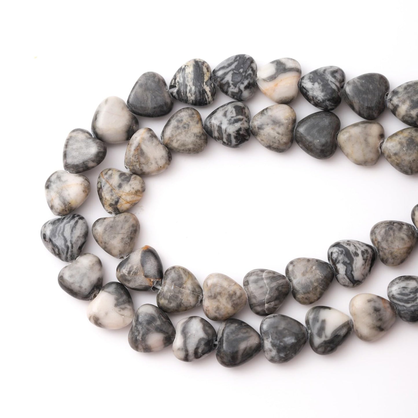 Natural Heart Shaped Map Stone Beads 10mm Loose Crystal Healing Beads for DIY Necklace Bracelet Making Gemstone Craft Supplies