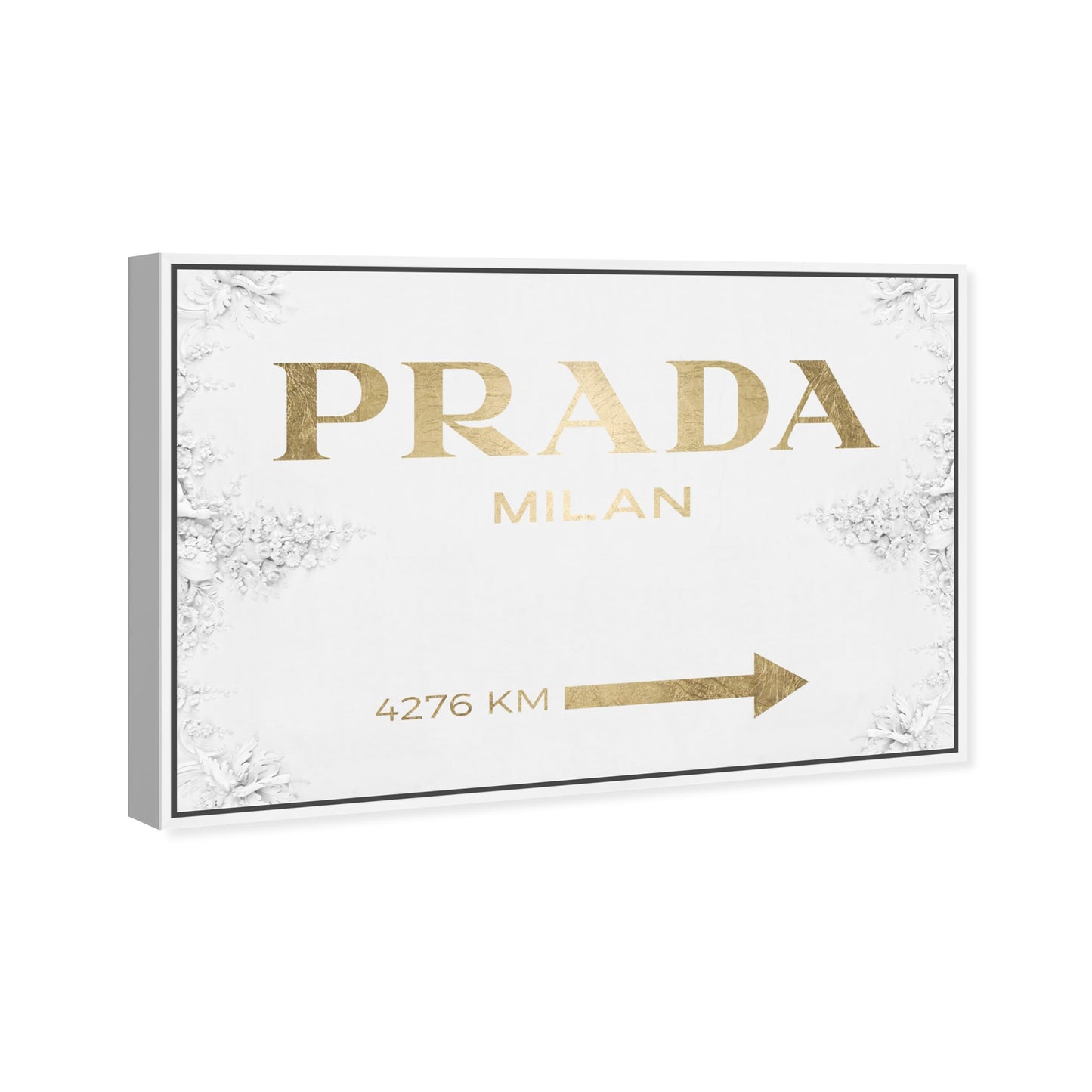 Oliver Gal Typography and Quotes Contemporary Large Canvas Wall Art Milan Sign Contemporary Gold Ready to Hang Home Decor 30 x 45 Gold and White Large Canvas Art for Bedroom