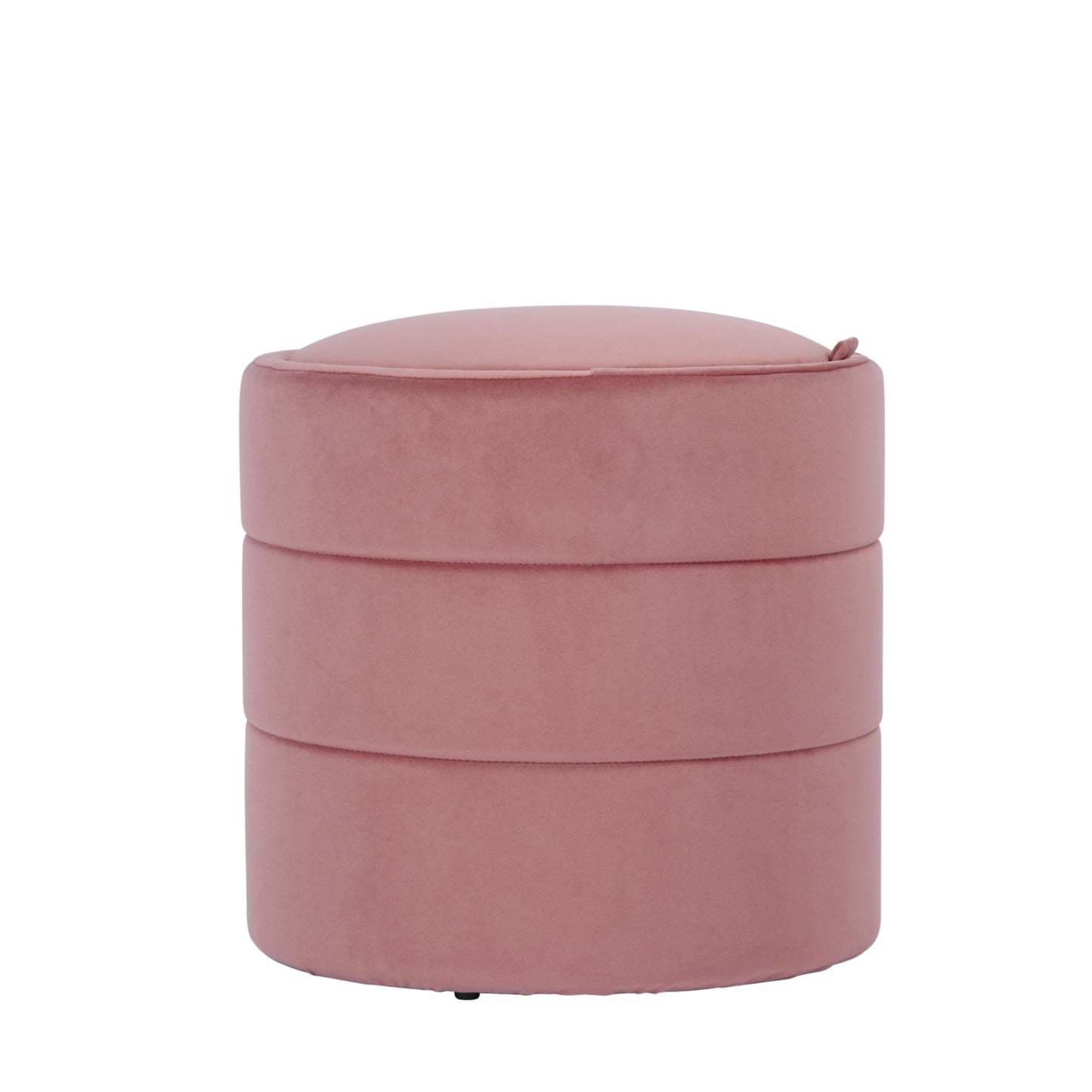 Spatial Order Storage Round Ottoman with Removable Lid (with Hidden Storage) | Spatial Order Home Décor | Upholstered Round Velvet Ottoman – Blush Pink Velvet