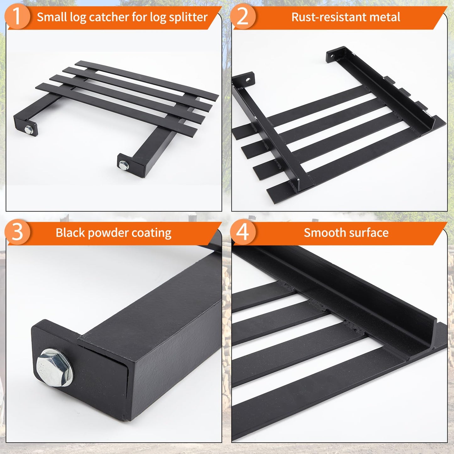 Frienda 2 Pack Log Catcher for Splitter Heavy Duty Metal Log Rack Catcher Splitter Part Accessories Tool, 11" Hole Center Distance