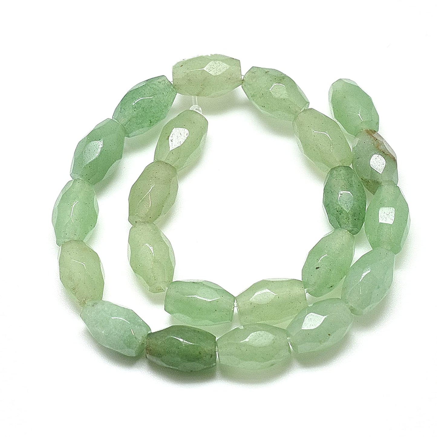 Fashewelry 20pcs Natural Green Aventurine Gemstone Beads 9x6mm Faceted Oval Healing Crystal Loose Stone Beads for Jewelry Necklace Bracelet Earring Craft, 8.07 Inch