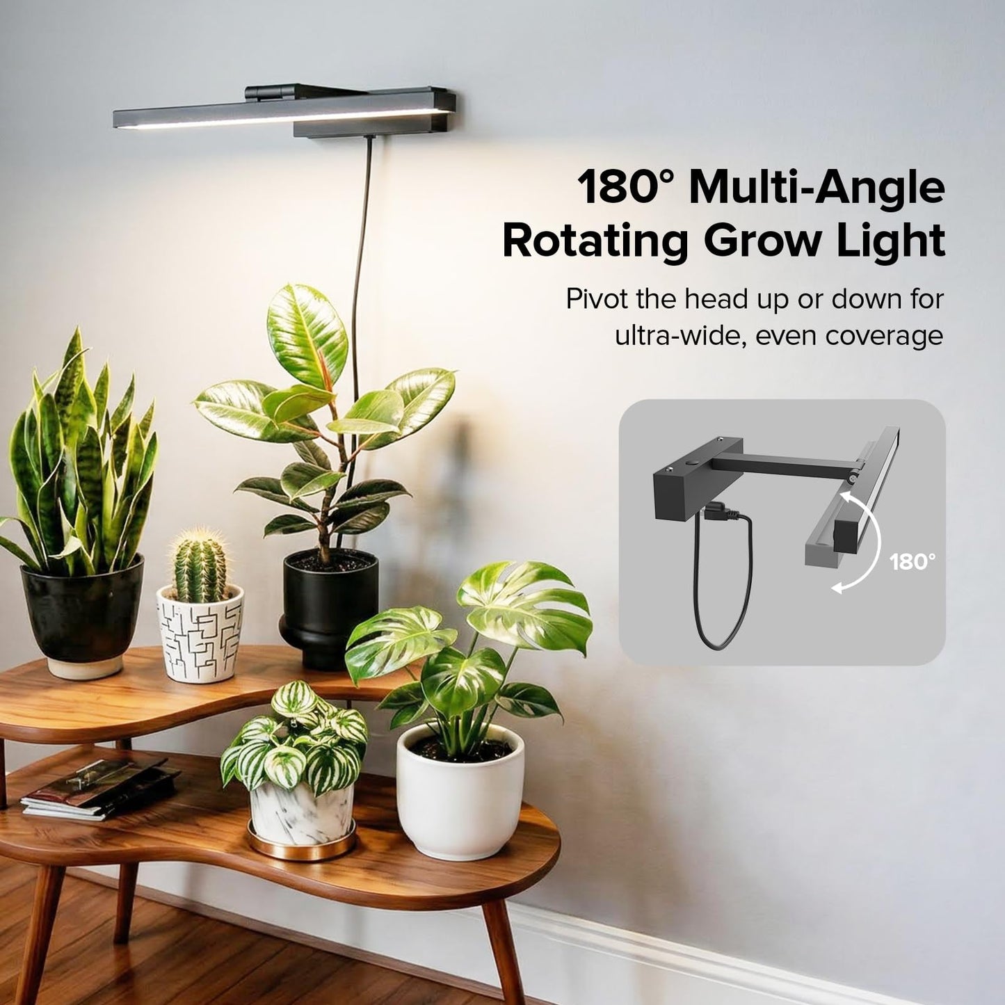 SANSI Grow Lights for Indoor Plants, 35W Wall Mounted Grow Light Full Spectrum, LED Plant Lights for Indoor Growing, High PPFD with 4-Level Dimmer, Auto On Off 4/8/12 Hrs Remote for Greenhouse Seed