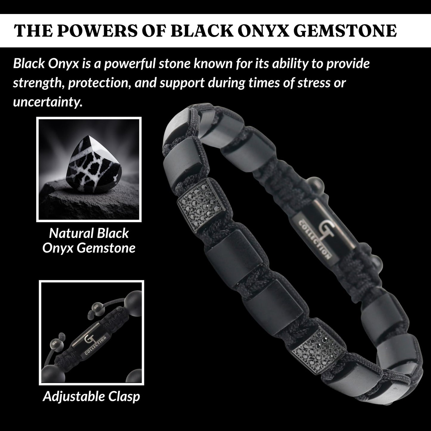 GT collection Flat Bead Bracelet, Gemstone Adjustable Bracelets for Men - Beaded Energy Bracelet for Relaxation and Peace, Handcrafted Men's Jewelry Gifts for Men