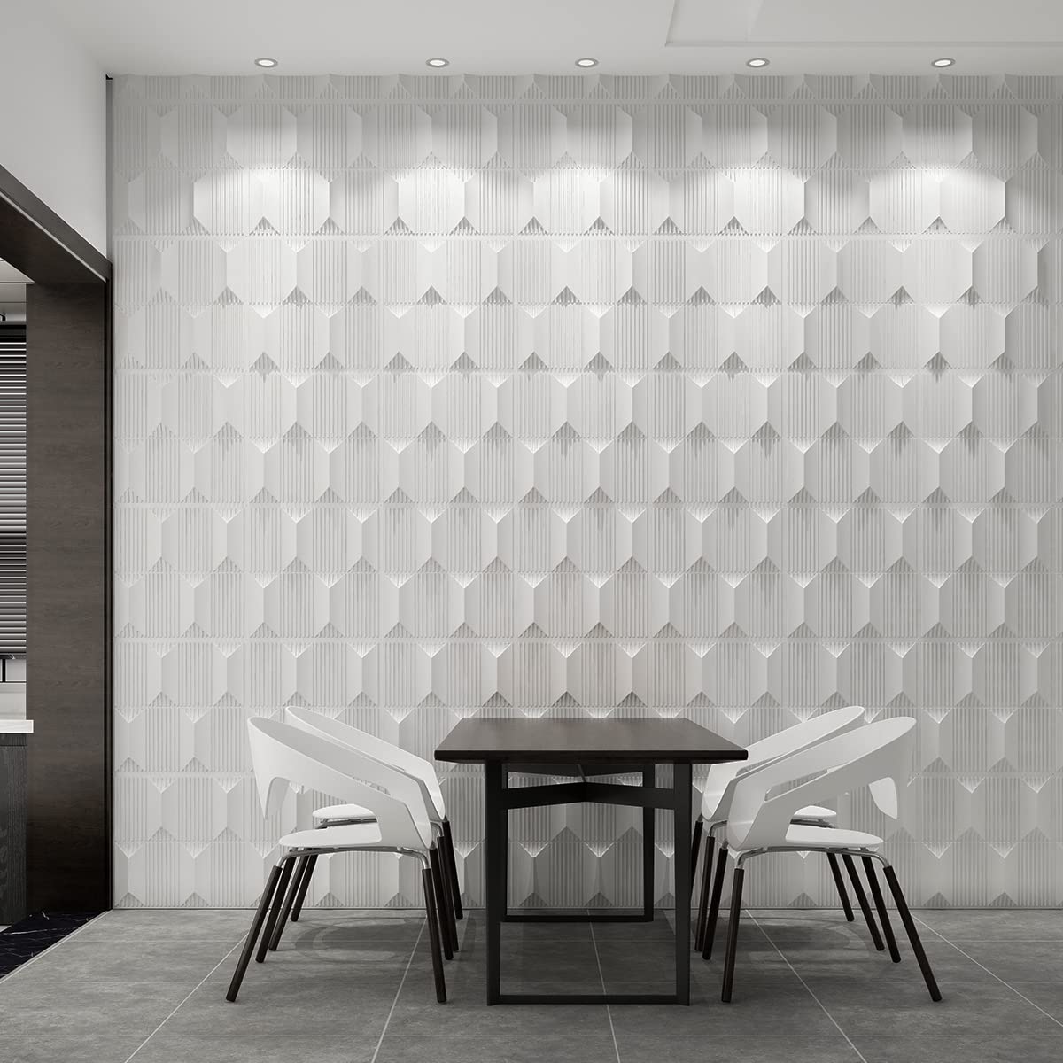 Art3dwallpanels PVC 3D Wall Panel for Interior Wall Décor, 19.7" x 19.7" Wall Decor PVC 3D Wall Panels, 3D Textured Wall Panels, Pack of 12 Tiles, White