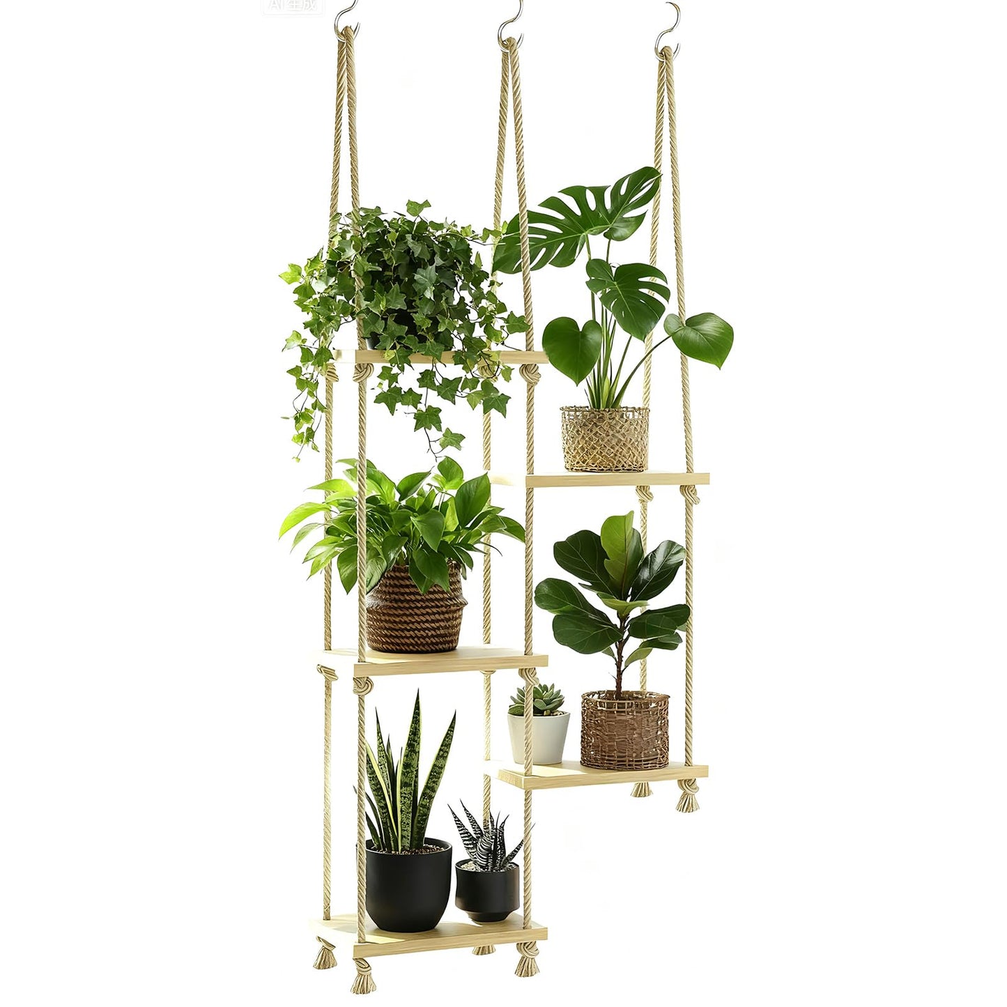 Cxomnndiw Boho Hanging Plant Stand, Window Shelf for Plants in Living Room, Bedroom, Balcony,Potted Succulent Decorations