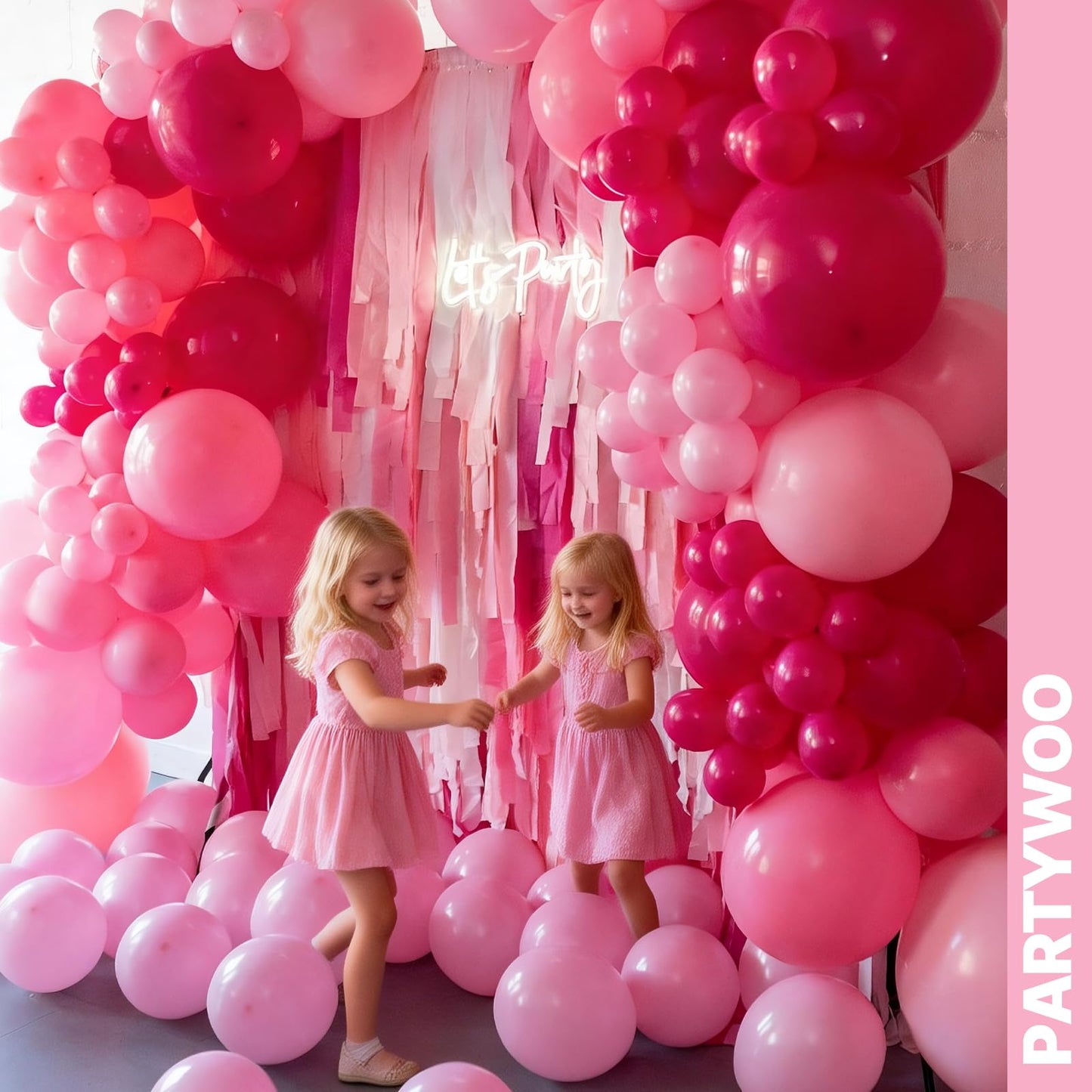 PartyWoo Pink Balloons 66pcs 12 Inch Pearl Metallic Mauve Magenta Fuchsia Hot Pink Confetti Latex Balloons for Gender Reveal Bridal Shower Baby Shower Princess Theme Birthday Party Decorations