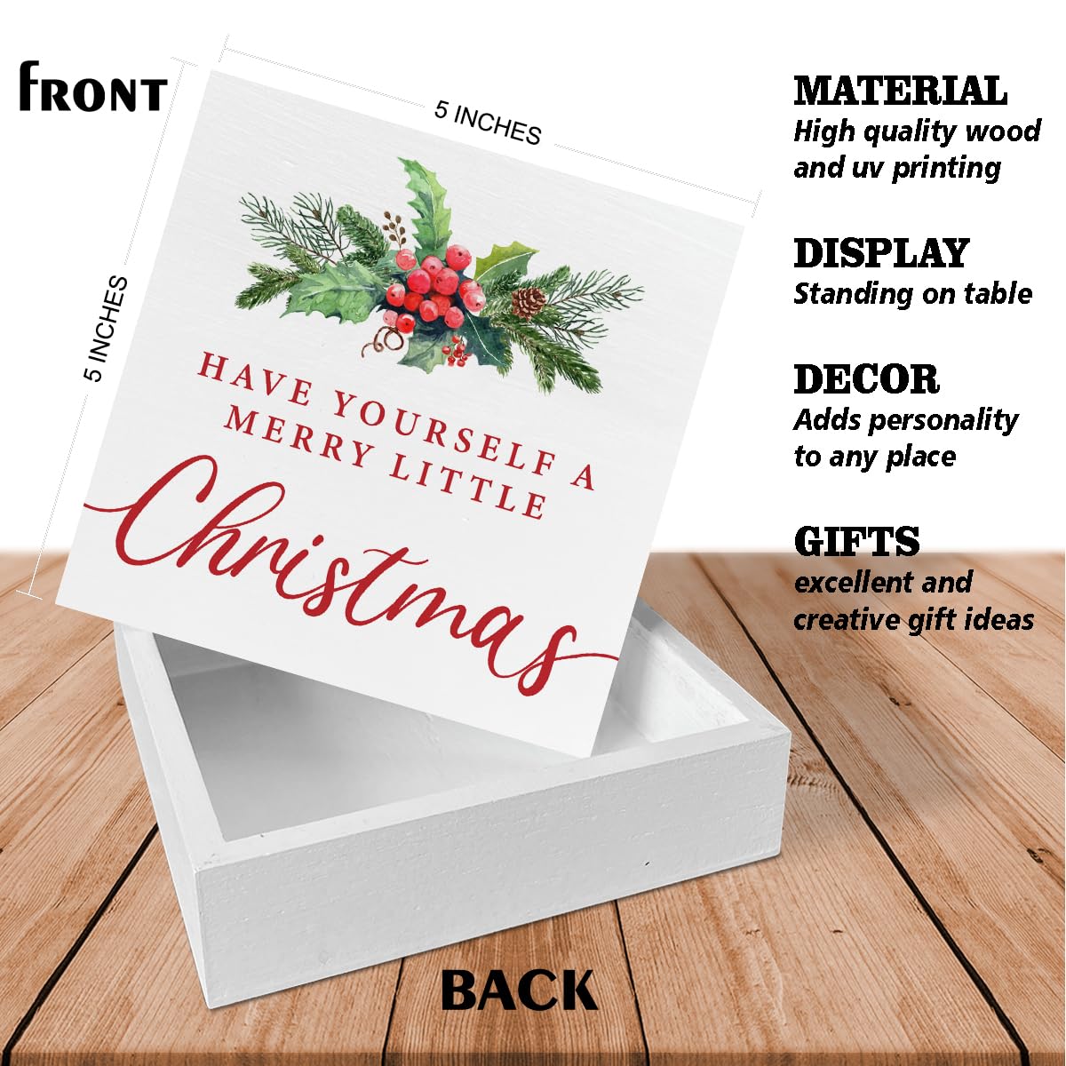 Christmas Decor Gifts Have Yourself a Merry Little Christmas Wood Block Sign for Home Office Table Shelf Decor Gifts
