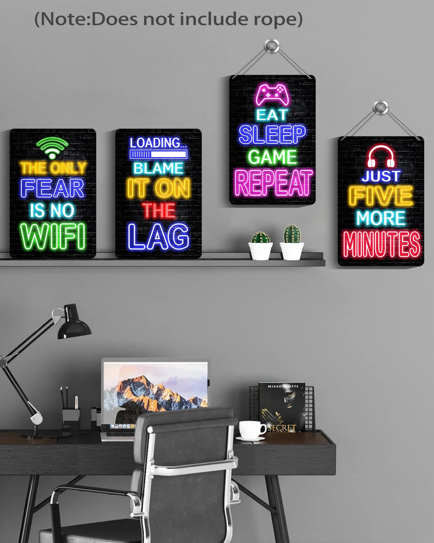 Drsoum Video Gamer Room Decor for Boys Gaming Wall Decor Neon Gaming Room Metal Sign 12 x 8 Inch Set of 4 - Gamer Wall Decor Teenage Boy Room Decor