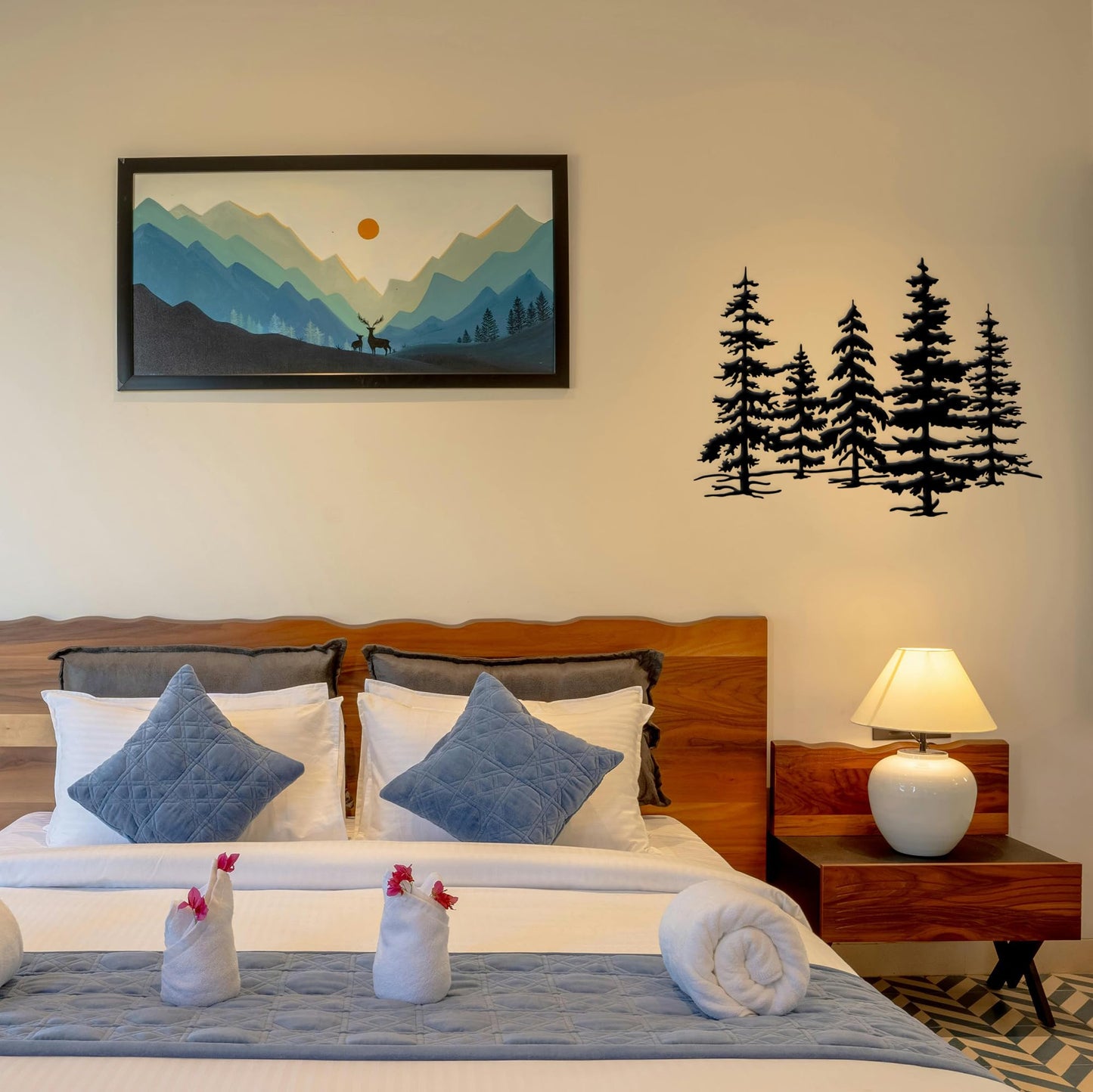 Xedatric Metal Pine Tree Wall Art – Metal Tree Decor for Kitchen & Cabin, Exquisite Forest Design Home Décor, Durable and Rust-Proof（23.3 * 16.1inch）