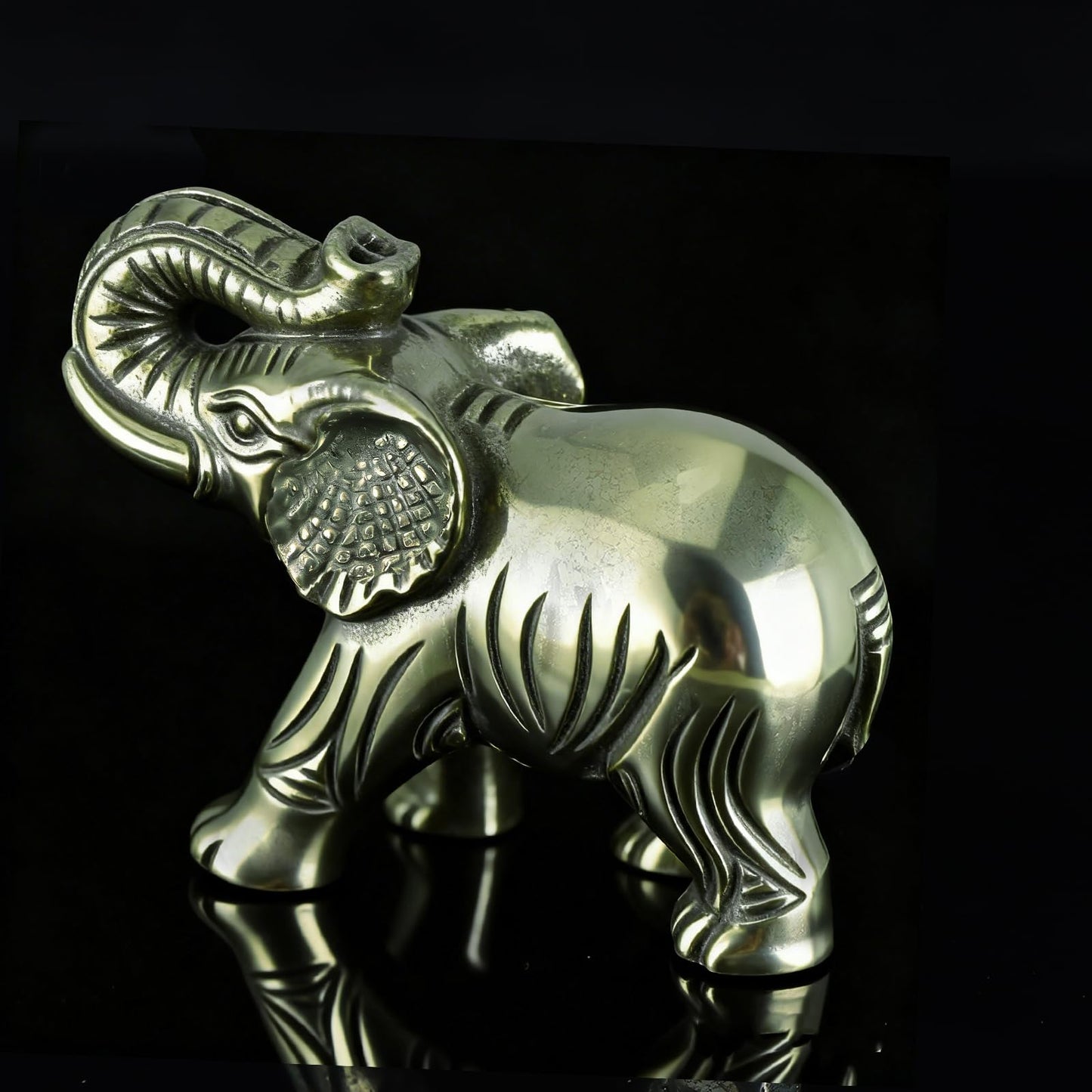 Hxswkk 2.5" Pyrite Crystal Elephant Statue - Hand Carved Healing Craft Home Office Decor & Gifts