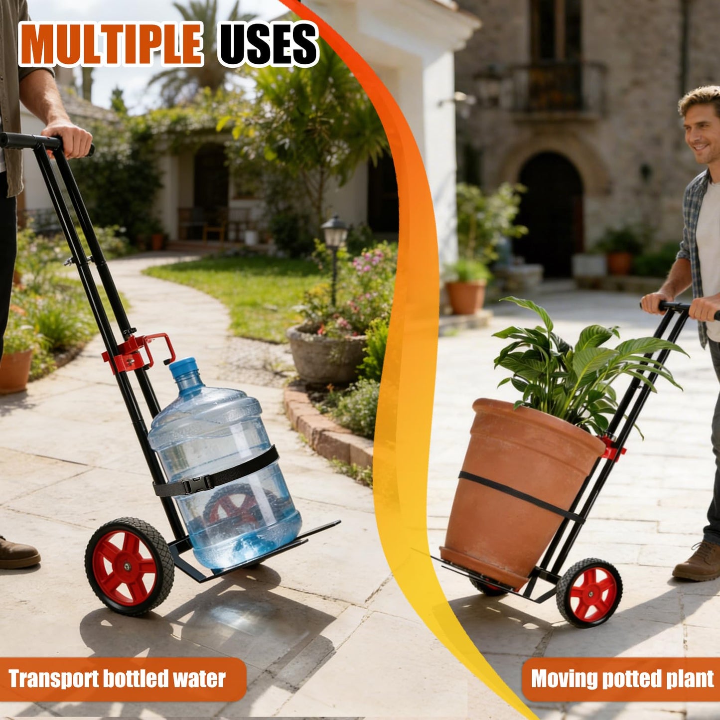 Garden Plant Dolly Cart with Wheels, Heavy Duty Plant Caddy with Adjustable Grabbing Arm, Potted Plant Mover with Suction Cups & Secure Strap, Indoor and Outdoor Gardening Cart Plant Pot Lifter