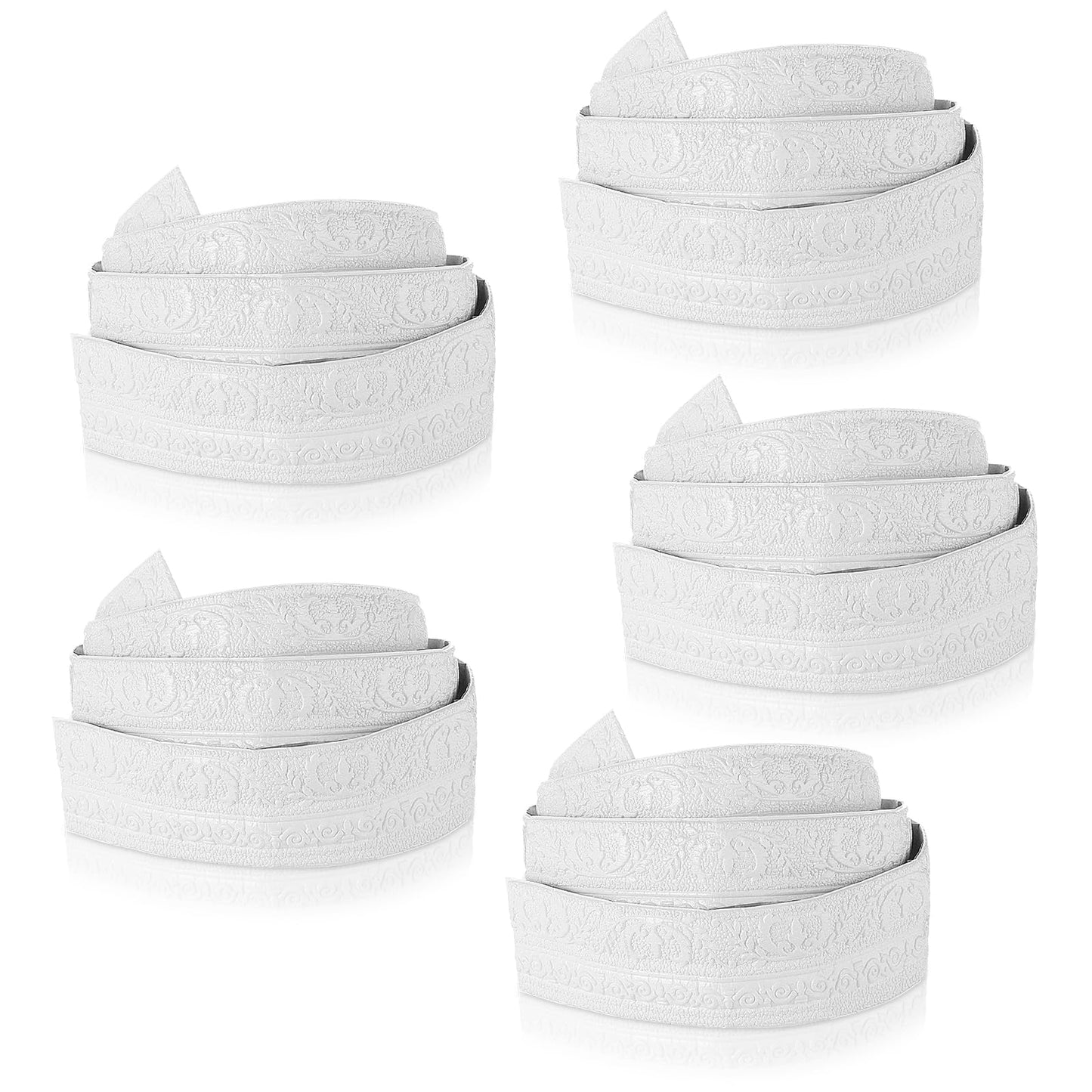 TaoBary 90 x 3 Inch Self Adhesive Flexible Foam Molding Trim Wallpaper Border 3D Sticky Decorative Wall Lines Peel and Stick Wall Baseboard Trim for Home Hotel DIY Decor(5 Roll,White)