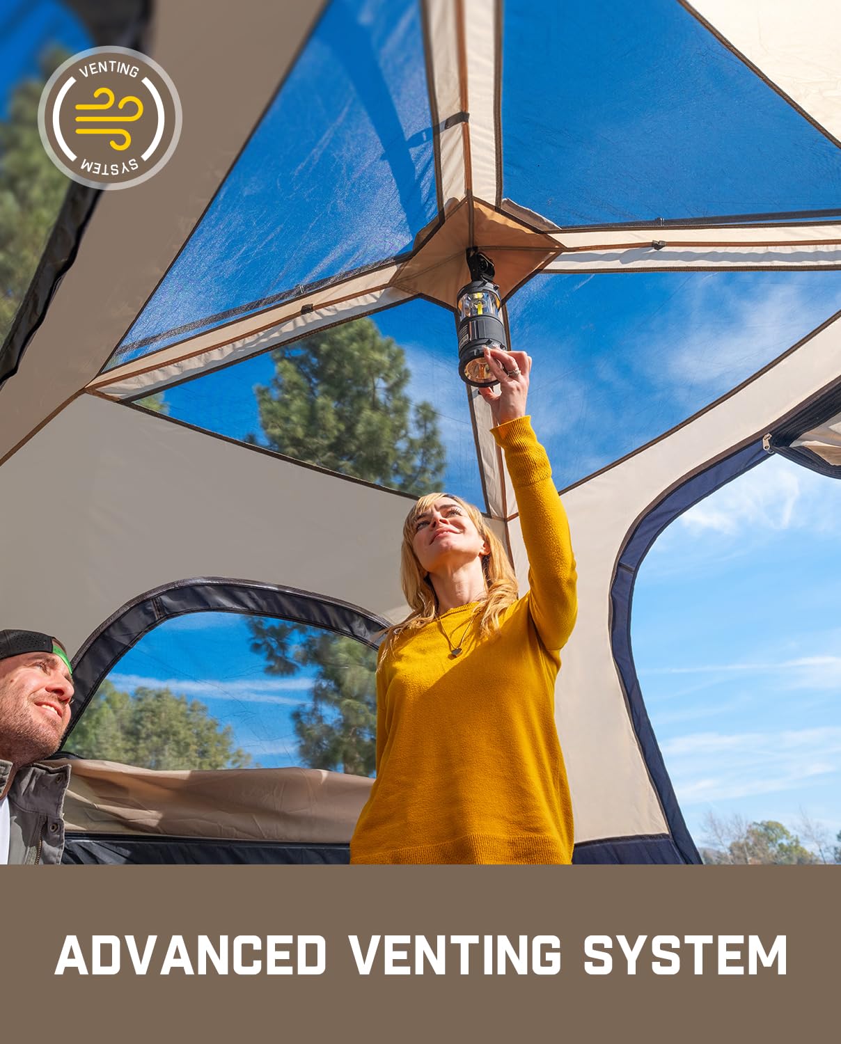 FanttikOutdoor Zeta C4 Pro Camping Tent 4 Person Instant Cabin Tent Setup in 60 Seconds with Rainfly & Windproof Portable with Carry Bag for Family Camping & Hiking, Khaki
