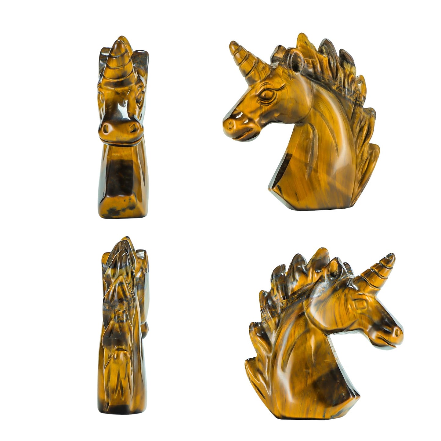 Artistone Fairy Unicorn Statue Crystal Figurines Home Decor Tiger Eye Animal Carvings Collection Reiki Gifts Gemstone Paperweight Unicorn Sculpture Stone Ornament