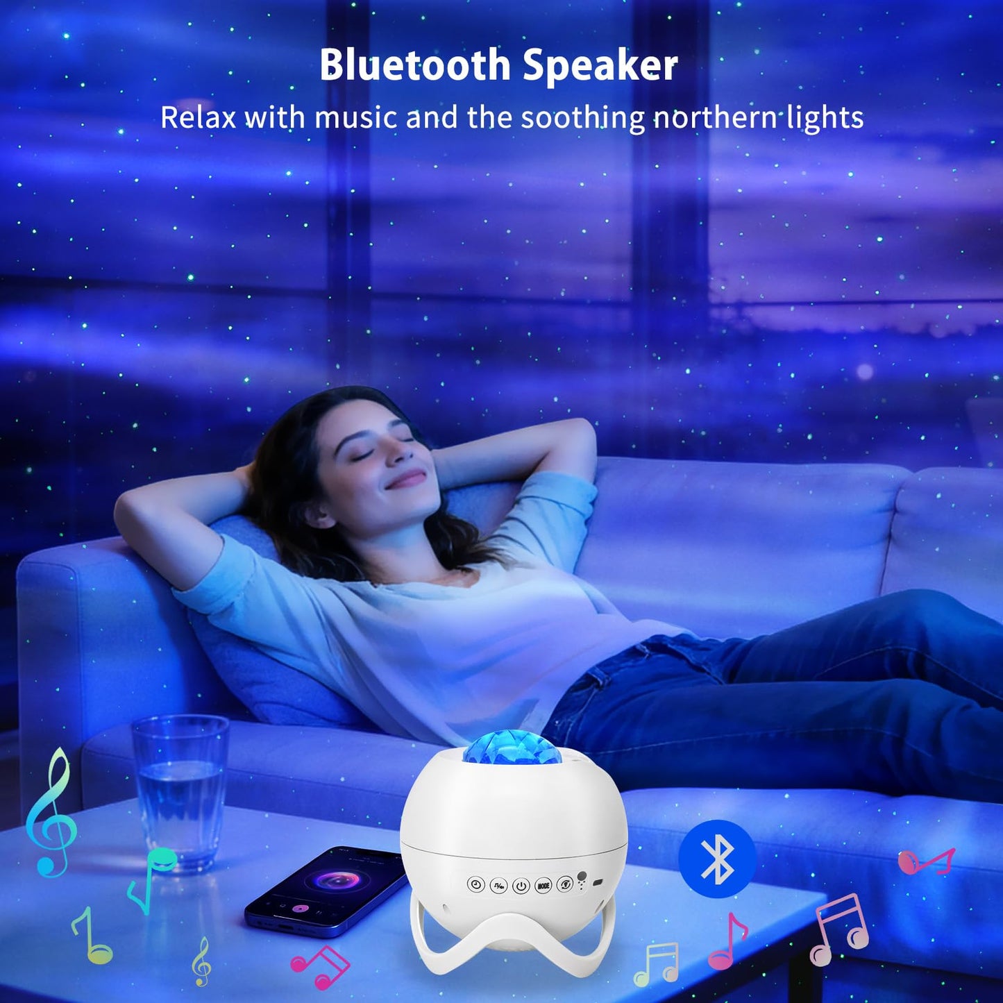 Galaxy Projector for Bedroom, Star Projector, White Noise with Bluetooth Speaker, Timer, Night Light,for Party, Living Room Decoration
