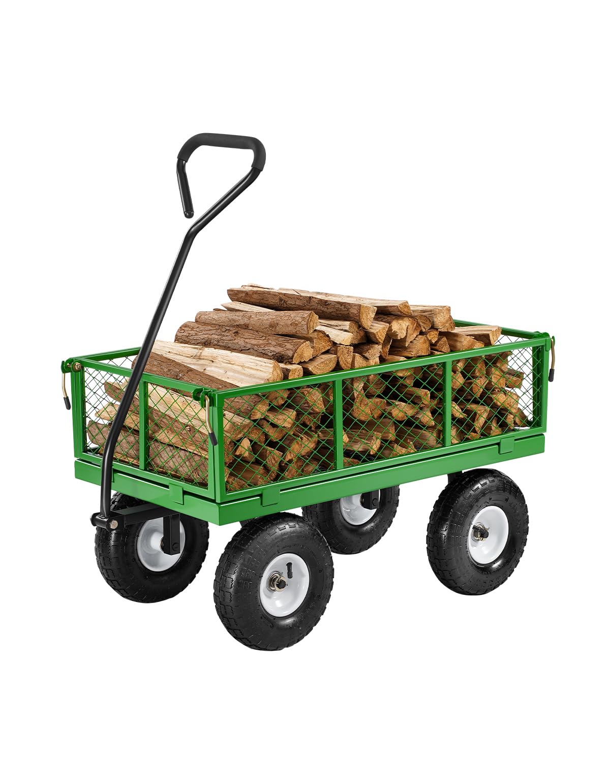 VEVOR 680 Lbs Steel Garden Cart on Wheels, Heavy Duty Garden Wagon Cart Pullable, Metal Outdoor Utility Yard Wagon Carts with 10" Tires, Mesh Removable Sides and 180°Rotating Handle