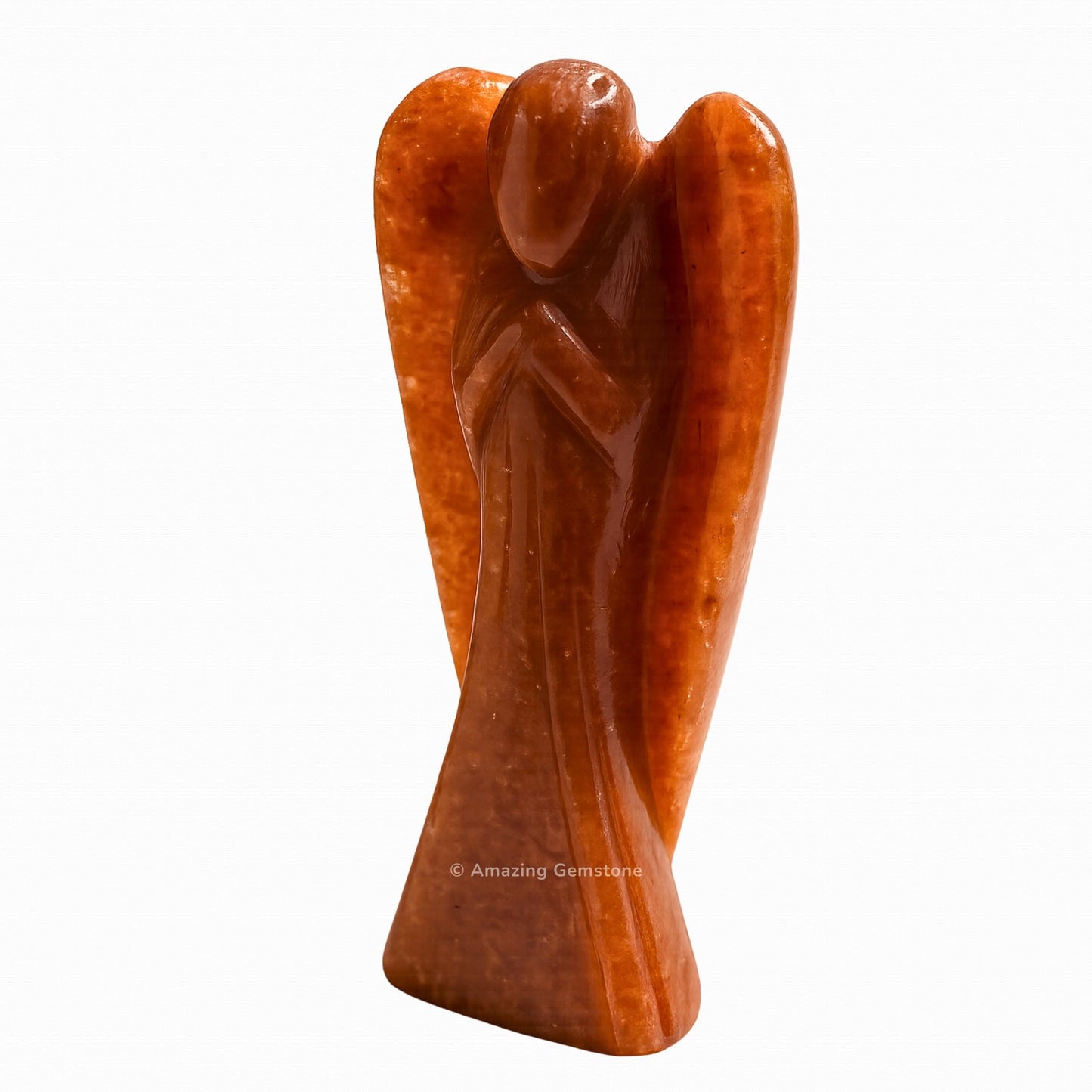 Amazing Gemstone Red Aventurine Angel - Red Aventurine Crystal Angel and Pocket Guardian Angel Crystal Figurines (3 inches)