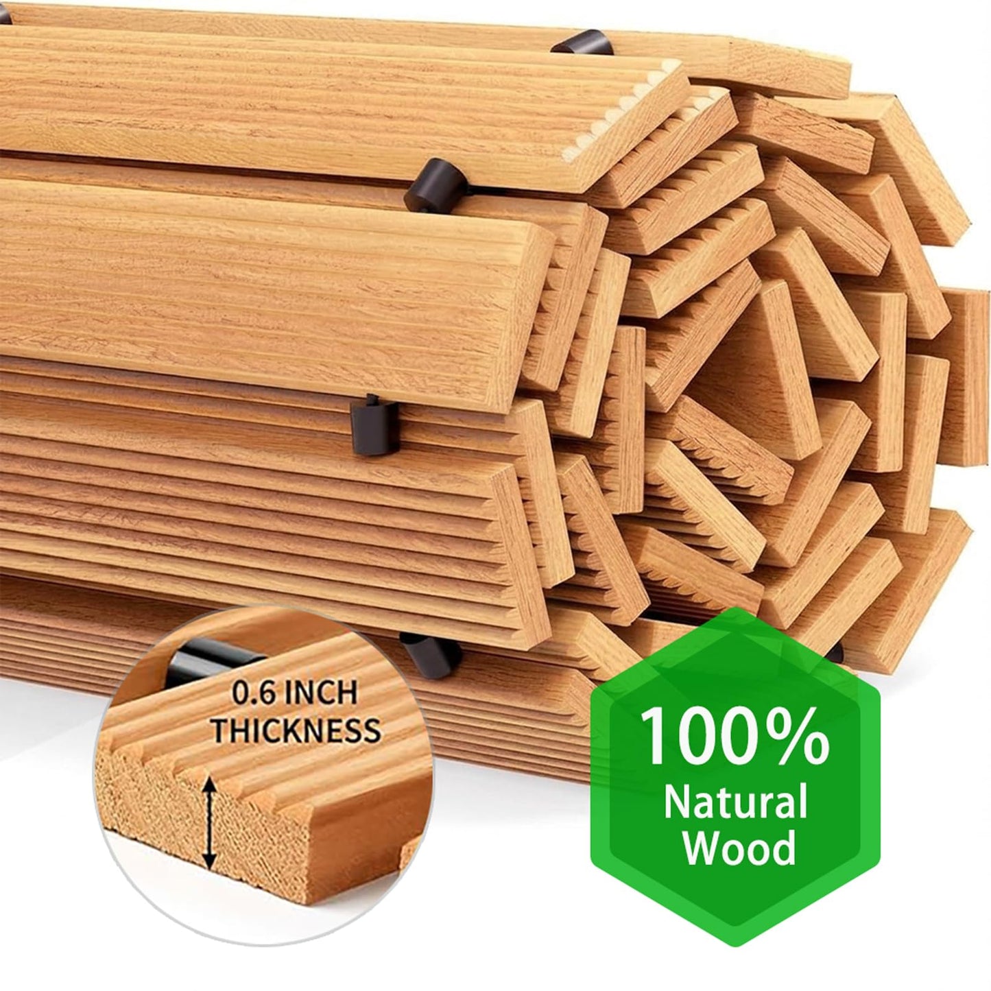 Wooden Garden Pathway Outdoor Walkway - 8 FT Roll Out Outdoor Pathway with Ground Stakes, Boardwalk Pavers for Outside Walkway, Non-Slip Garden Path for Backyard Decor, Lawn Landscaping, Natural