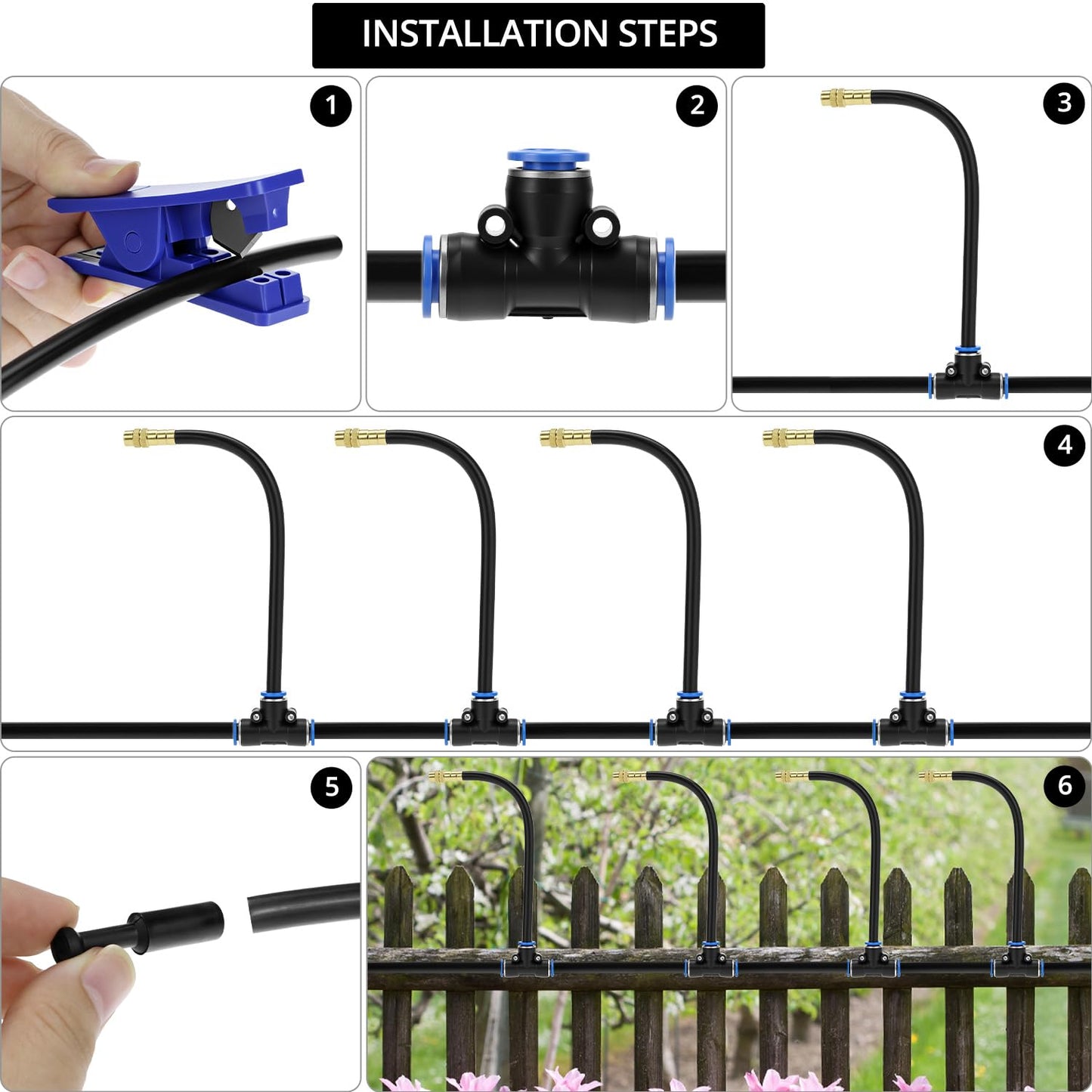 QWORK Drip Irrigation System, 49.21Ft Automatic Drip Irrigation Kit, Adjustable Garden Watering Misting System