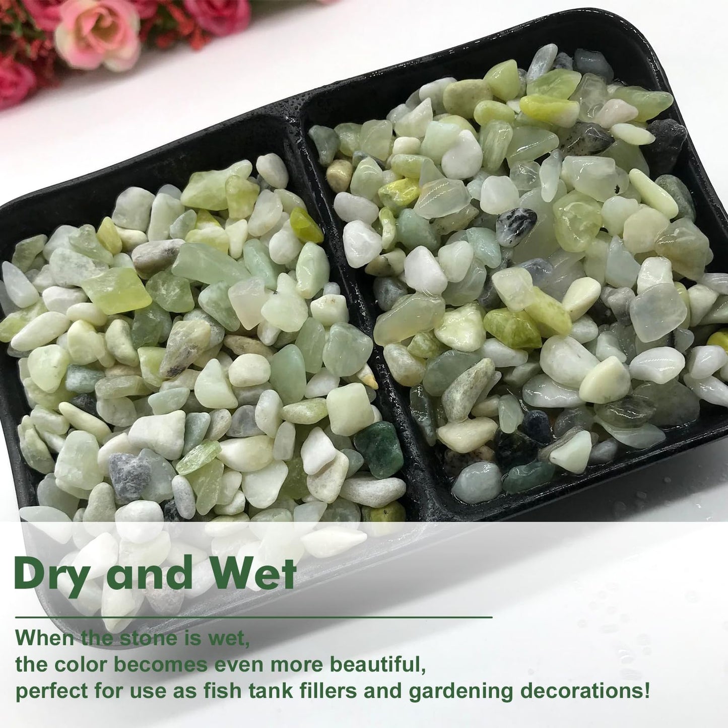 18 lbs Succulent and Cactus Bonsai Pebbles, 6-9mm Decorative Landscaping Polished Stones Natural Garden Gravel Rocks for Indoor Outdoor Plants Aquariums DIY, and Gardening Top Dressing, Jade Green