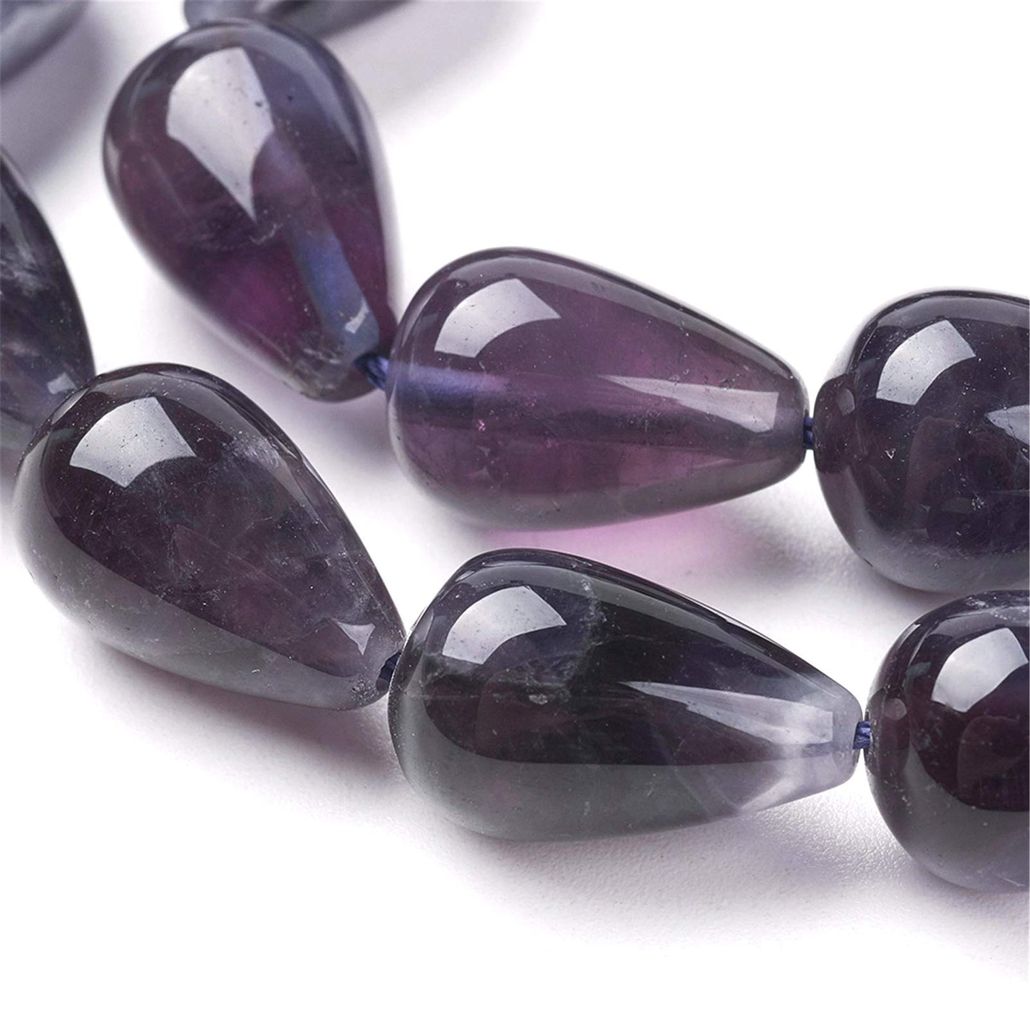 Craftdady Teardrop Natural Amethyst Stone Beads Polished Drop Gemstone Loose Beads Energy Healing Crystal Stone 16x10mm for Jewelry Craft Necklace Bracelet Earring Making, 22~25pcs