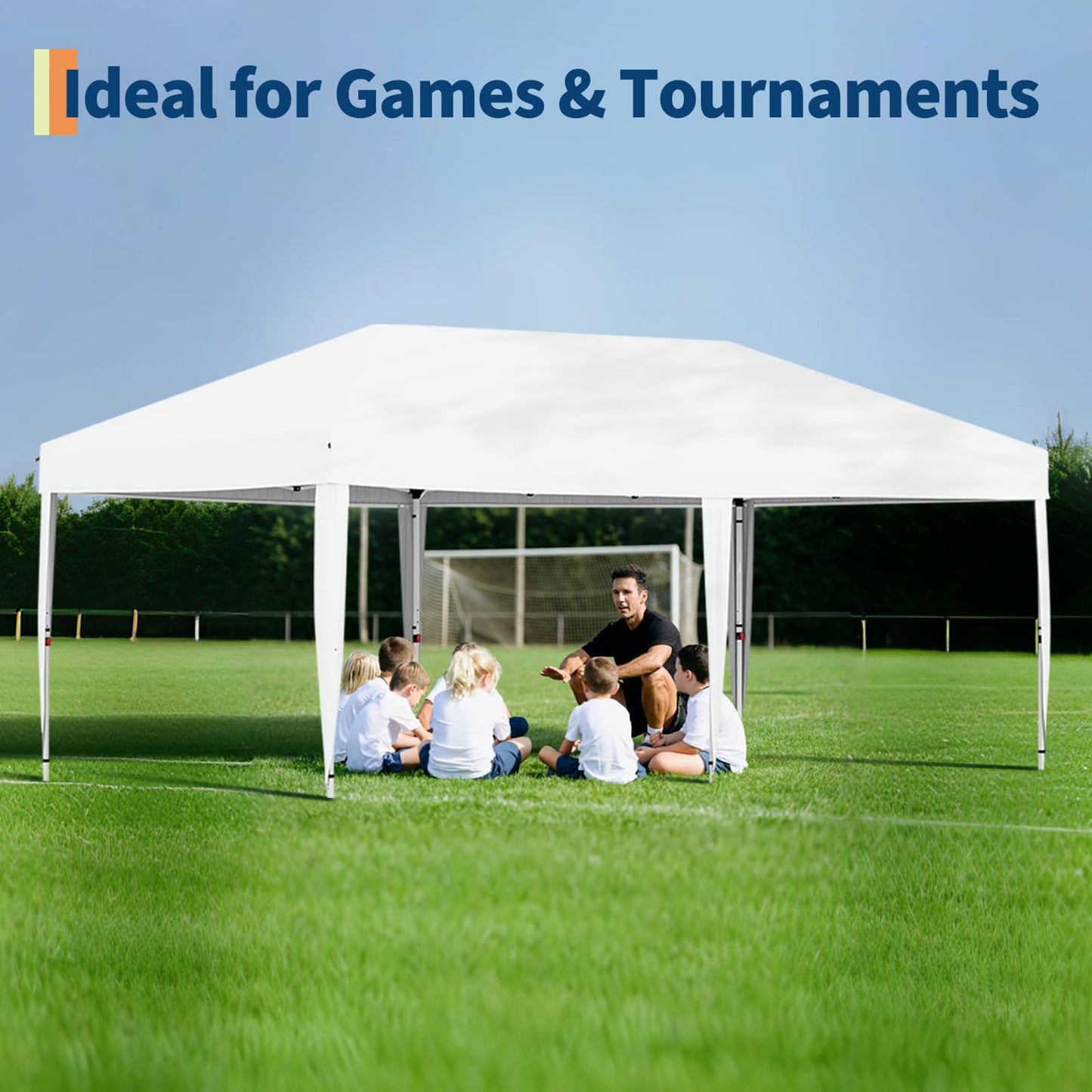 GarveeLife 10x20 Pop Up Canopy, Beach Ten with One Push Setup, Heavy Duty Outdoor Instant Canopy Tent with Portable Roller Bag, Silver Coated Top, 3 Adjustable Height, Sandbags,White