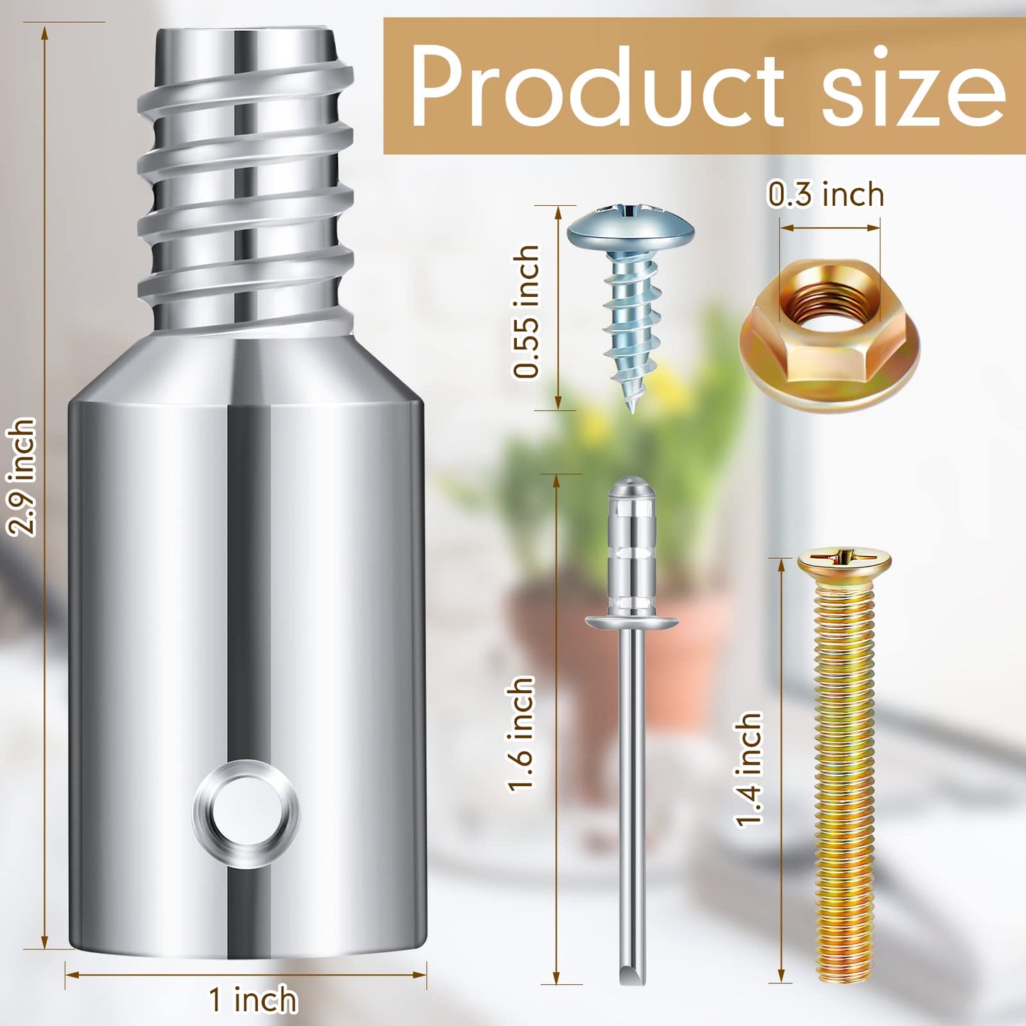 Zhengmy 6 Pcs Threaded Tip Replacement, Broom Handle Threaded End, Pole Handle Replacement, Extension Pole Adapter Tips for Metal Broom(1 Inch)